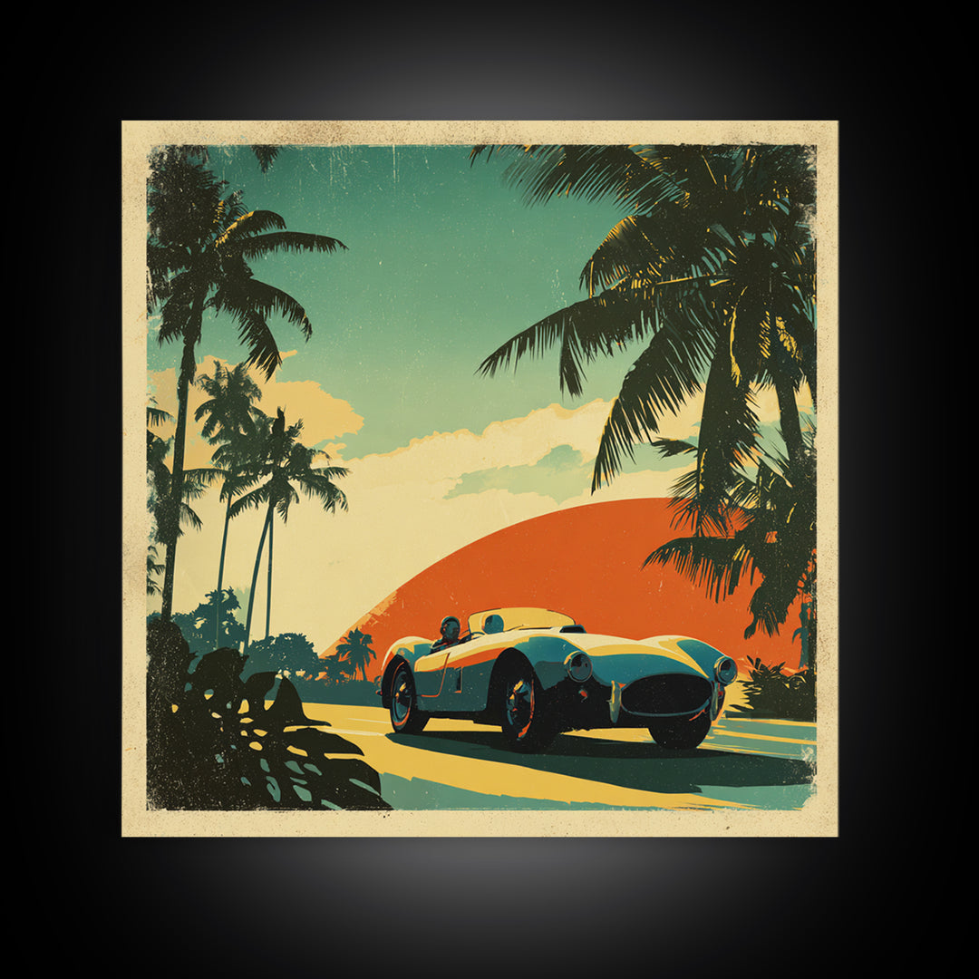 Retro Racing Car Game Poster Without Text Framed Canvas Print, Game Room Art, Printable Wall Art, Game Room Decor, Play, GRA-1x1-12