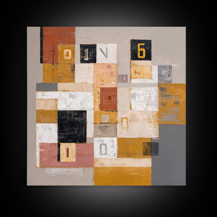 Scoreboard Numbers as Abstract Design Framed Canvas Print, Game Room Art, Unique Home Decor, Game Room Decor, Fine Art, Play, GRA-1x1-24