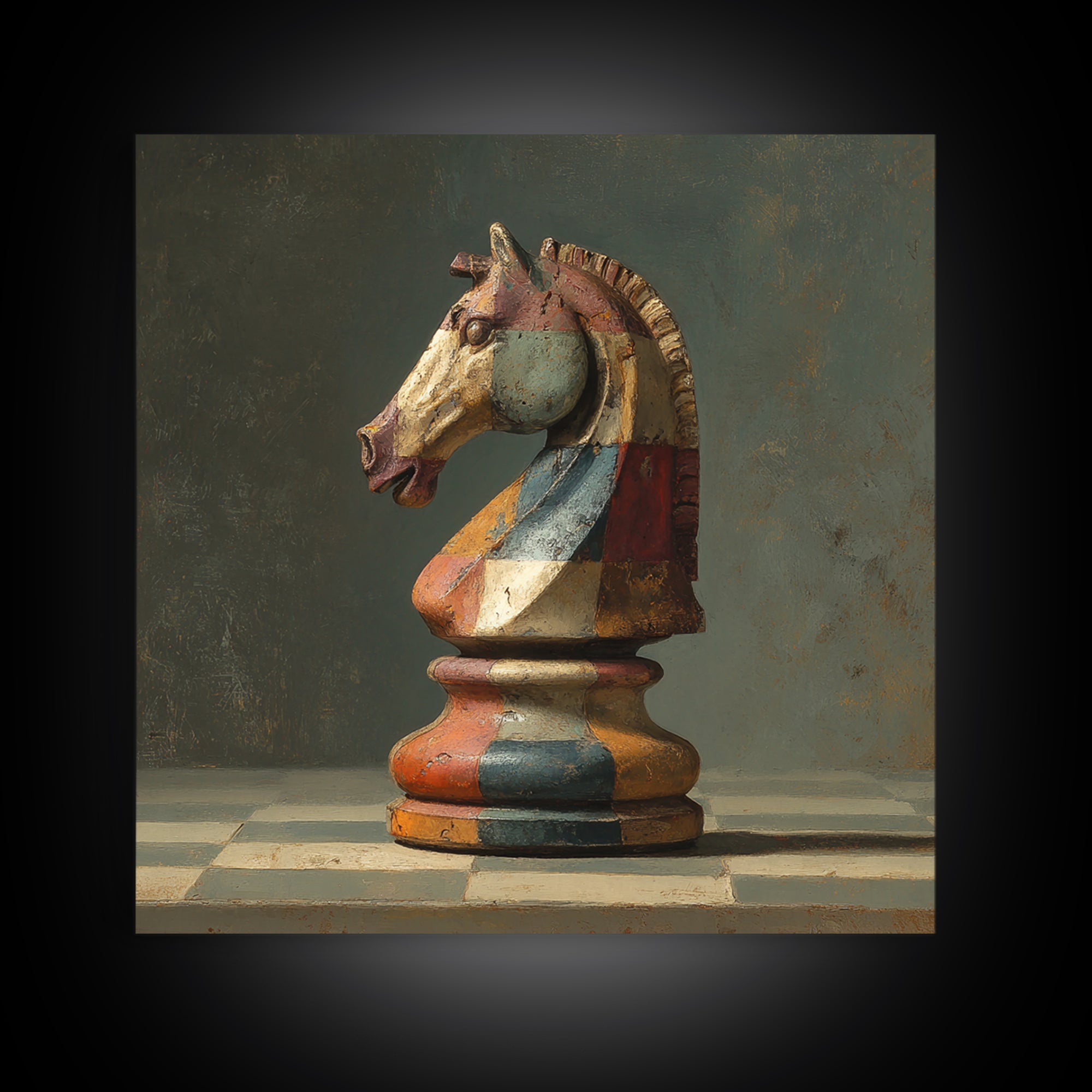Chess Knight Piece Framed Canvas Print, Game Room Art, Fine Art Print, Game Room Decor, Fine Art, Play, Wall Decor, GRA-1x1-29
