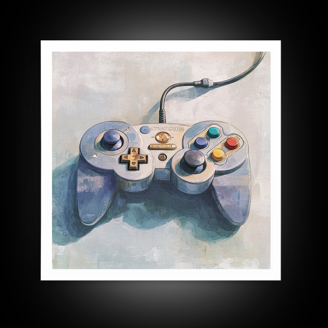 Old School Game Controller Canvas Print, Game Room Art, Girly Wall Art, Game Room Decor, Oil Painting, Play, Luxury Decor, GRA-1x1-30