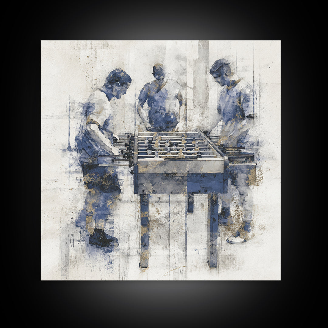 Foosball Player Figures Framed Canvas Print, Game Room Art, Statement Artwork, Game Room Decor, Fine Art, Play, GRA-1x1-33