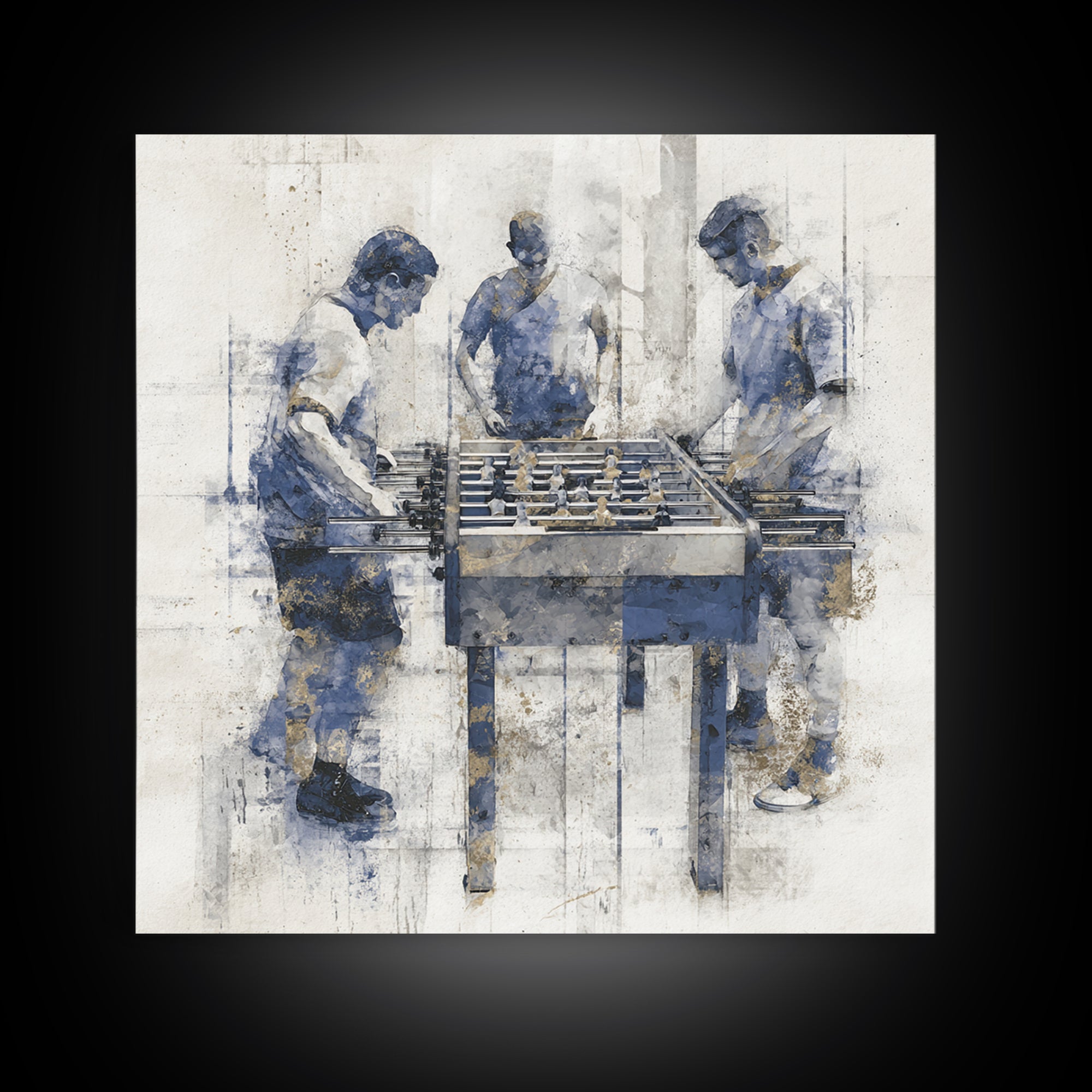 Foosball Player Figures Framed Canvas Print, Game Room Art, Statement Artwork, Game Room Decor, Fine Art, Play, GRA-1x1-33