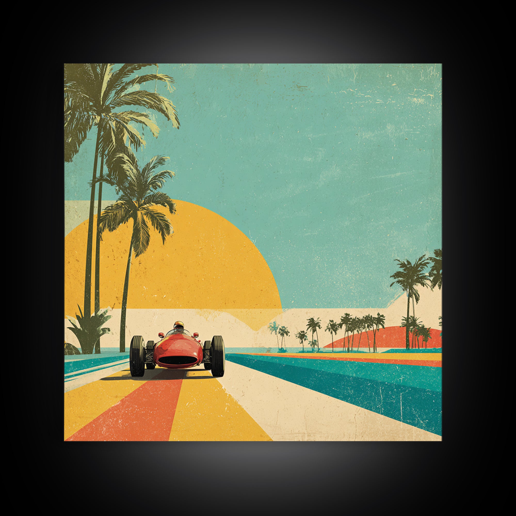 Retro Racing Car Game Poster Without Text Canvas Print, Game Room Art, New Home Gift, Game Room Decor, Fine Art, Play, GRA-1x1-36