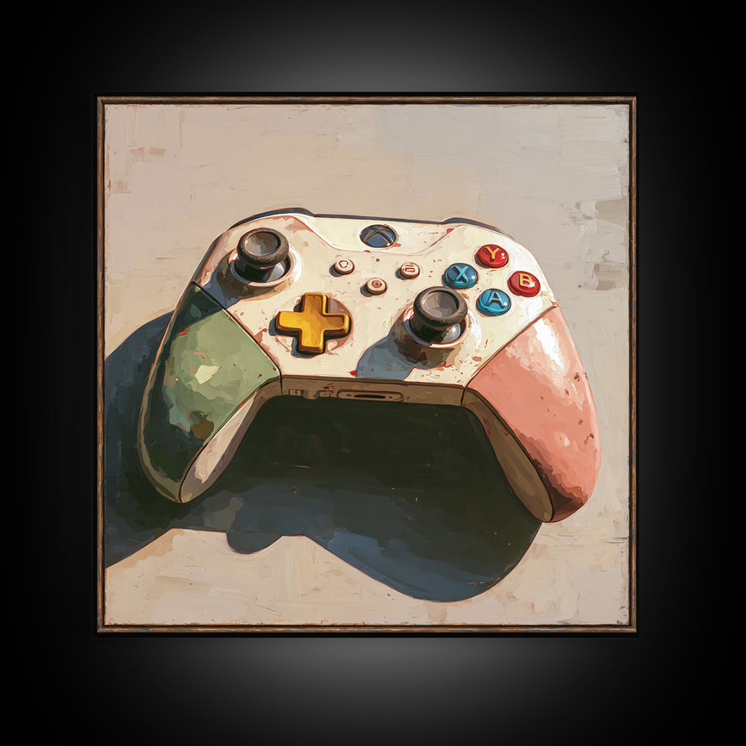 Old School Game Controller Canvas Print, Game Room Art, Girly Wall Art, Game Room Decor, Oil Painting, Play, Luxury Decor, GRA-1x1-54