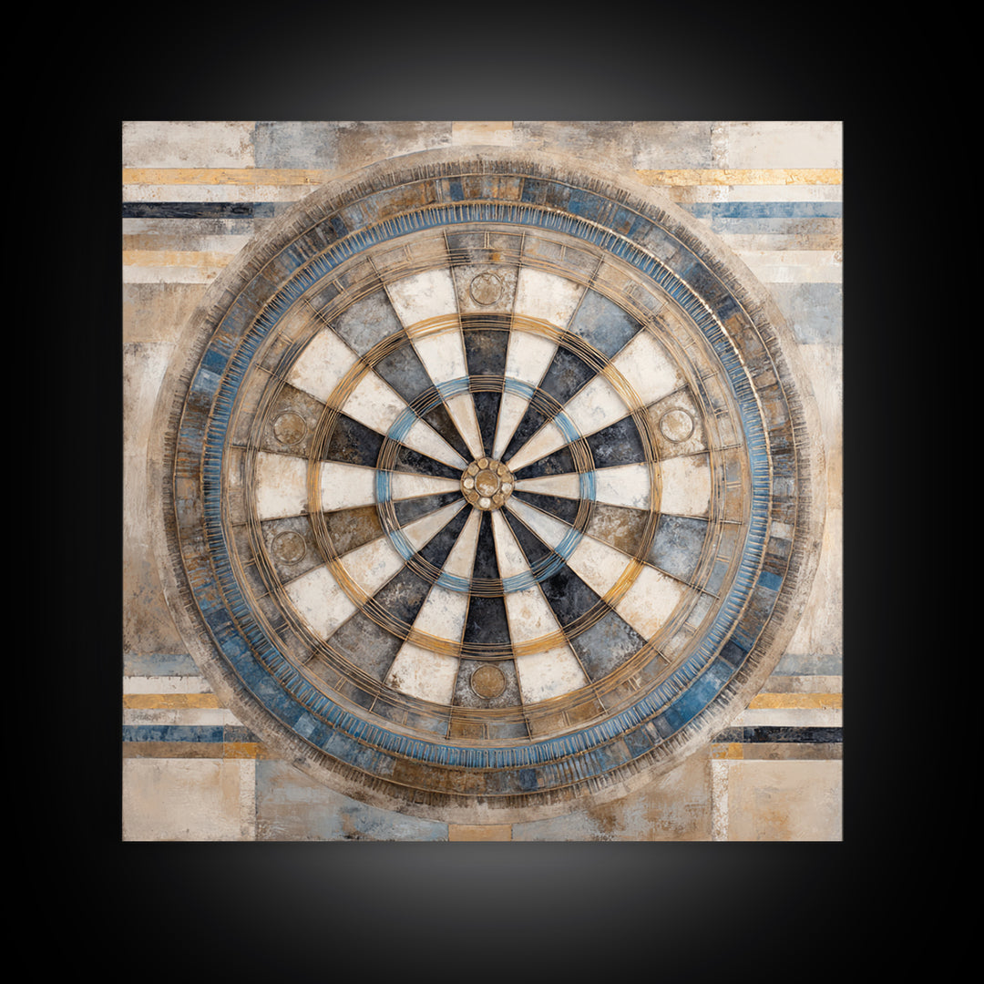 Dartboard Bullseye with Dynamic Motion Framed Canvas Print, Game Room Art, Living Room Decor, Game Room Decor, Fine Art, Play, GRA-1x1-56