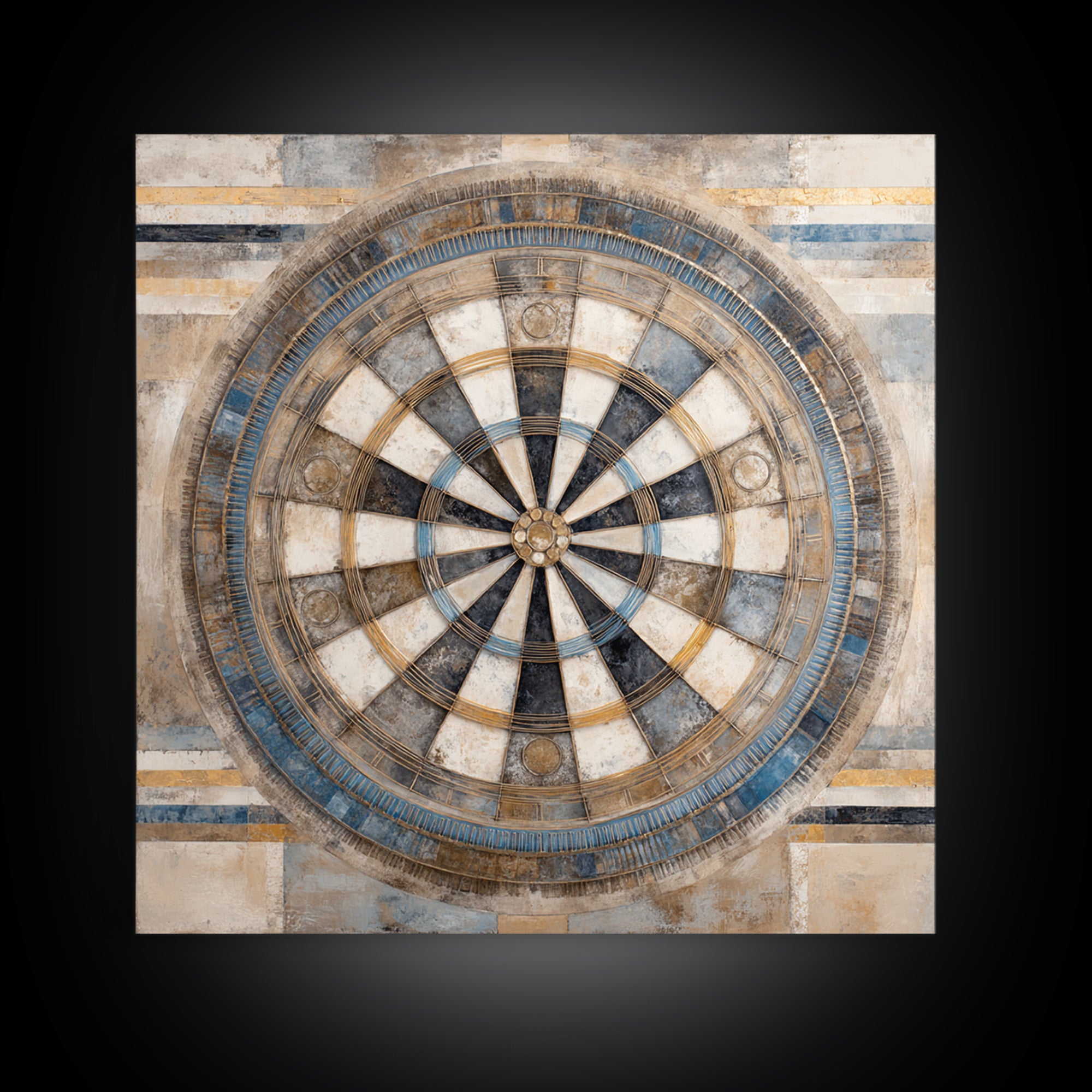 Dartboard Bullseye with Dynamic Motion Framed Canvas Print, Game Room Art, Living Room Decor, Game Room Decor, Fine Art, Play, GRA-1x1-56