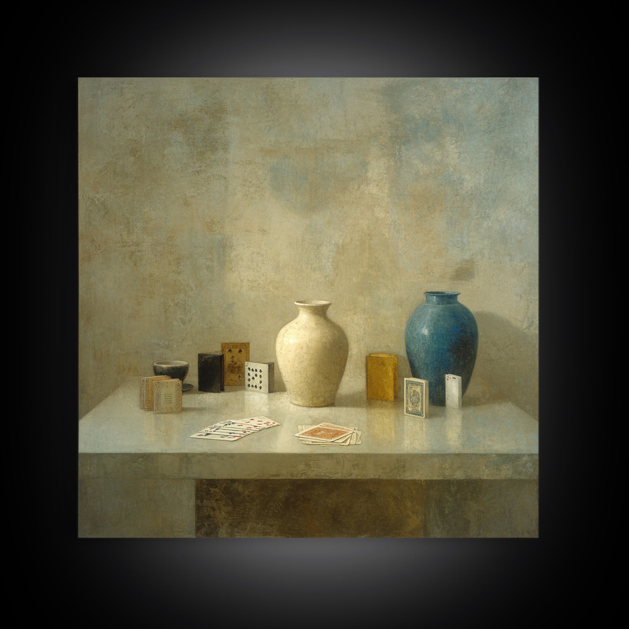 Blackjack Table Still Life Without Words Framed Canvas Print, Game Room Art, Playroom Wall Decor, Game Room Decor, Play, GRA-1x1-68