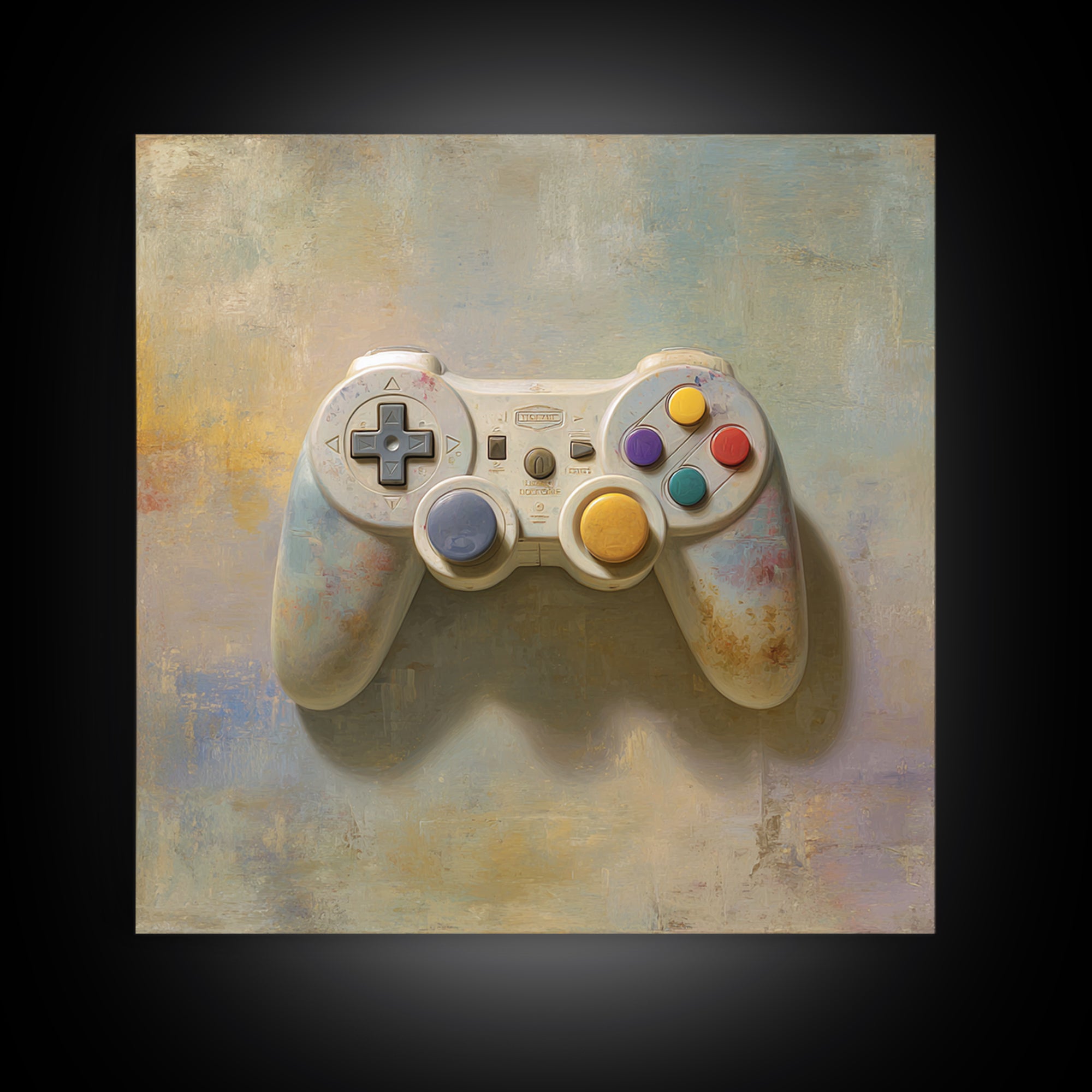 Old School Game Controller Framed Canvas Print, Game Room Art, Gallery Decor, Game Room Decor, Fine Art, Play, Contemporary Art, GRA-1x1-78