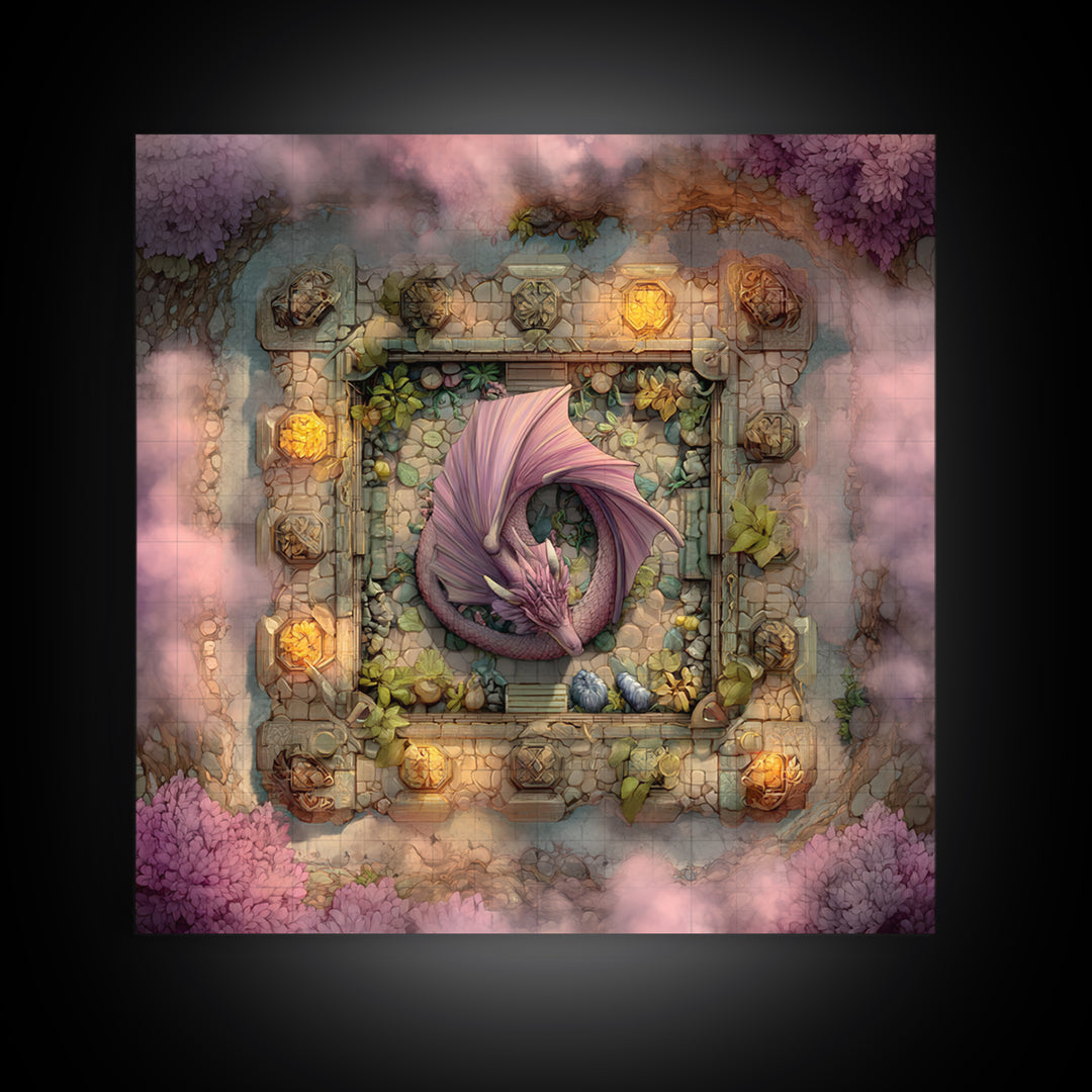 Fantasy Board Game Dragon Token Scene Framed Canvas Print, Game Room Art, Statement Artwork, Game Room Decor, Fine Art, Play, GRA-1x1-83