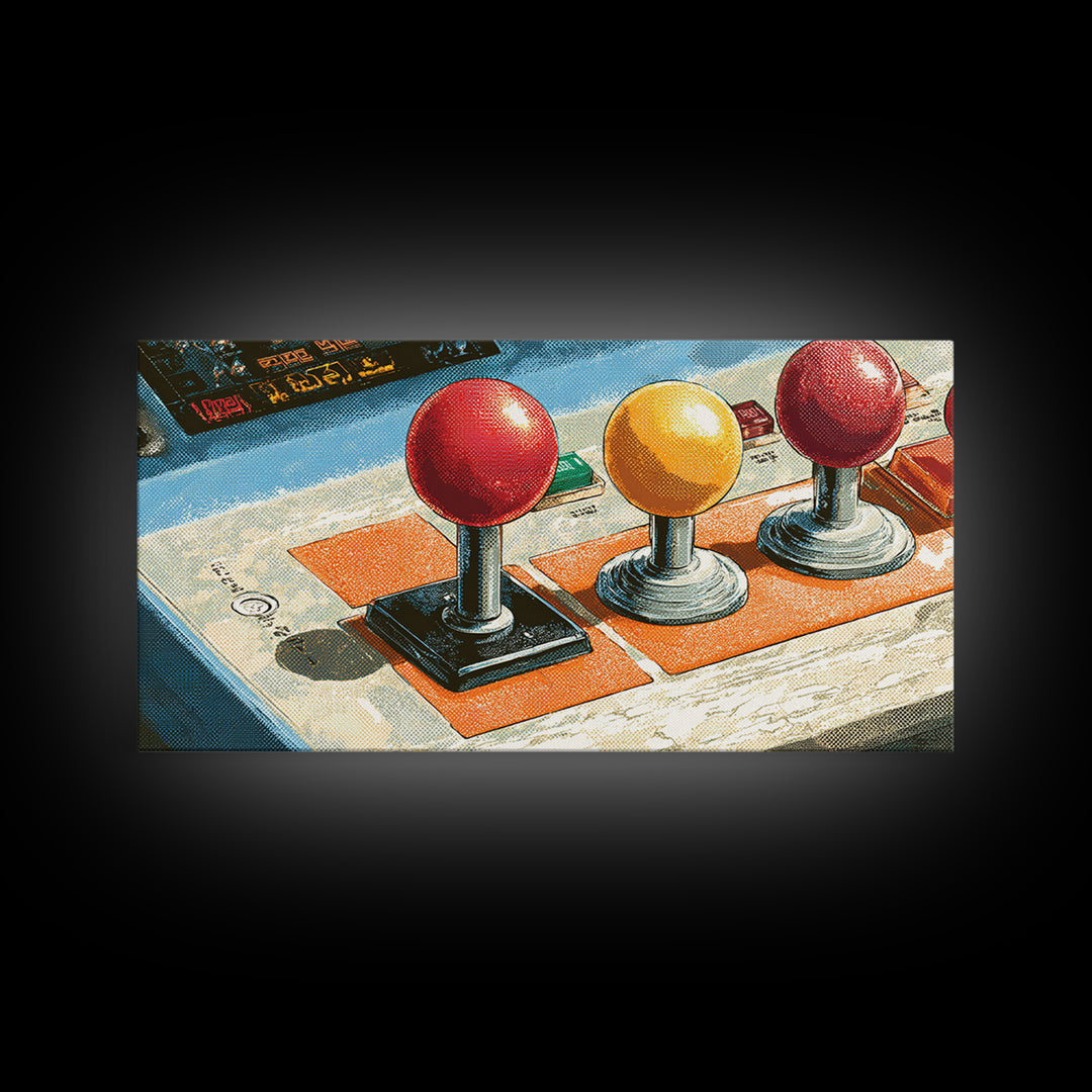 Retro Arcade Joystick Canvas Print, Game Room Art, Wall Art, Game Room Decor, Oil Painting, Play, Bedroom Wall Art, GRA-2x1-21