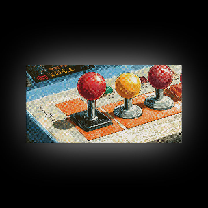 Retro Arcade Joystick Canvas Print, Game Room Art, Wall Art, Game Room Decor, Oil Painting, Play, Bedroom Wall Art, GRA-2x1-21