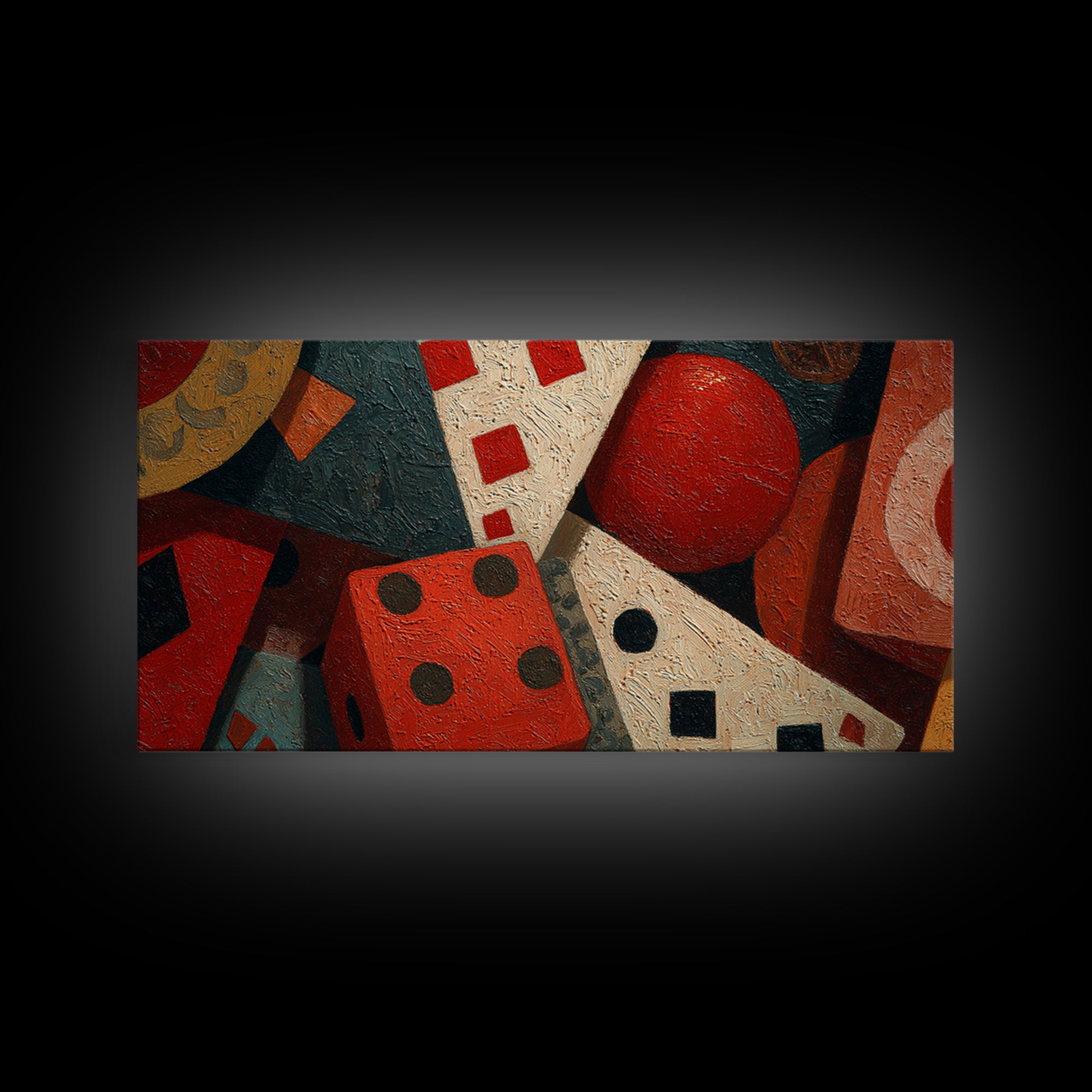 Playing Cards and Dice Framed Canvas Print, Game Room Art, Canvas Wall Art, Game Room Decor, Watercolor Art, Play, GRA-2x1-23
