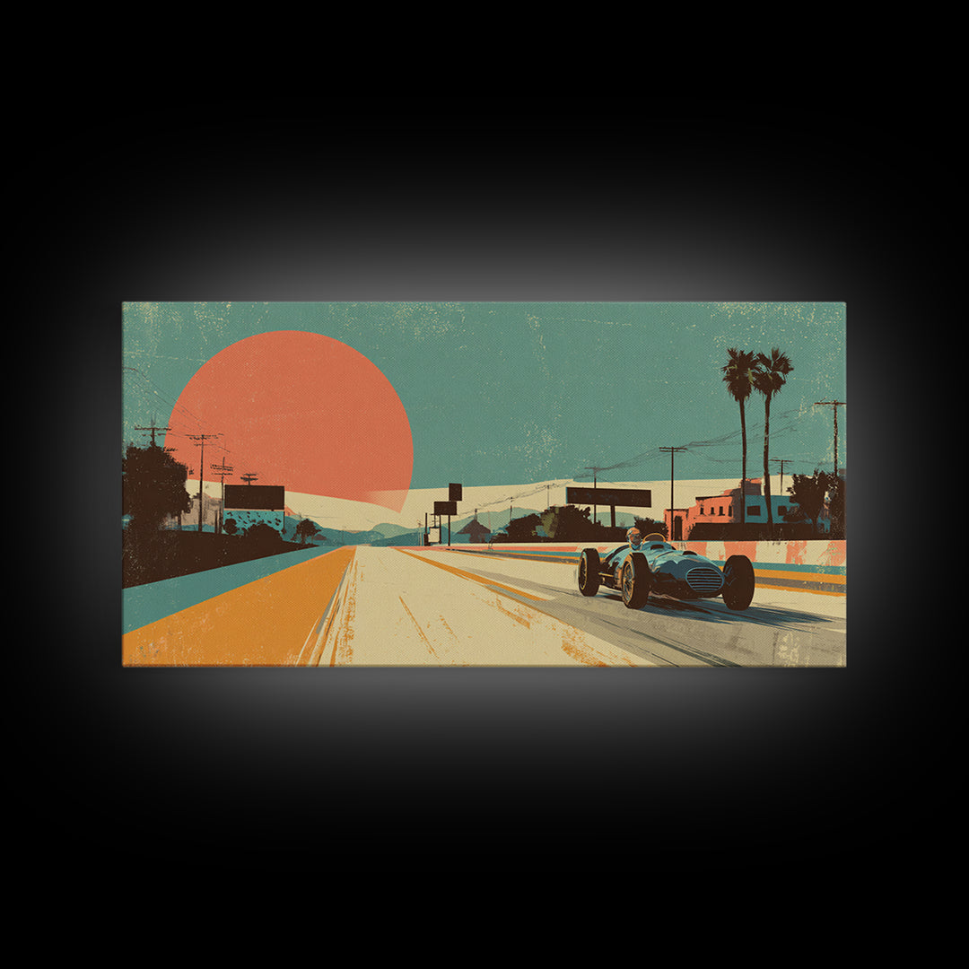 Retro Racing Car Game Poster Without Text Canvas Print, Game Room Art, Contemporary Art, Game Room Decor, Fine Art, Play, GRA-2x1-32