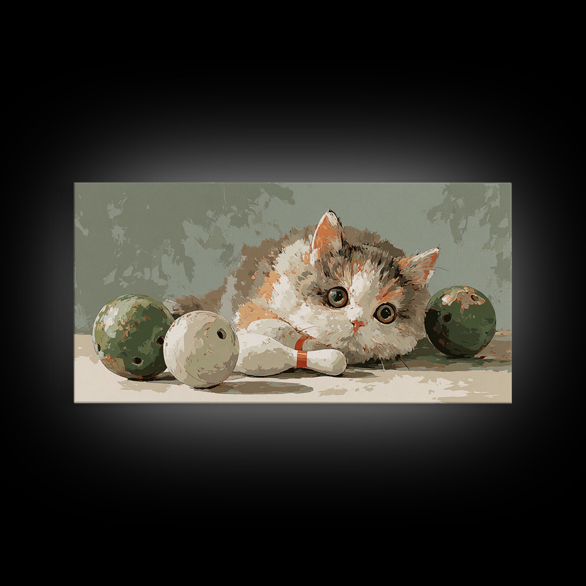 Bowling Ball and Pins Framed Canvas Print, Game Room Art, Art Print, Game Room Decor, Fine Art, Play, Canvas Art, Black Art, GRA-2x1-34