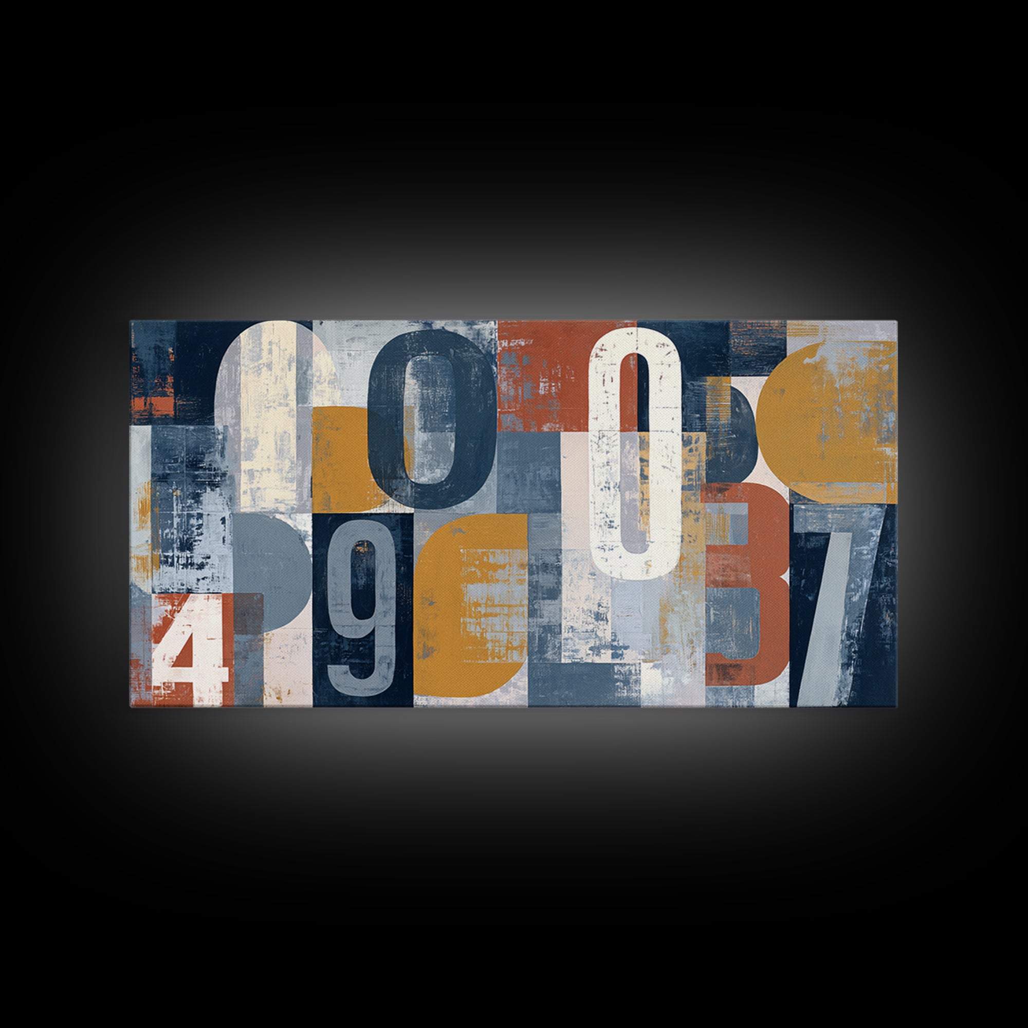 Scoreboard Numbers as Abstract Design Canvas Print, Game Room Art, Textured Painting, Game Room Decor, Fine Art, Play, GRA-2x1-44