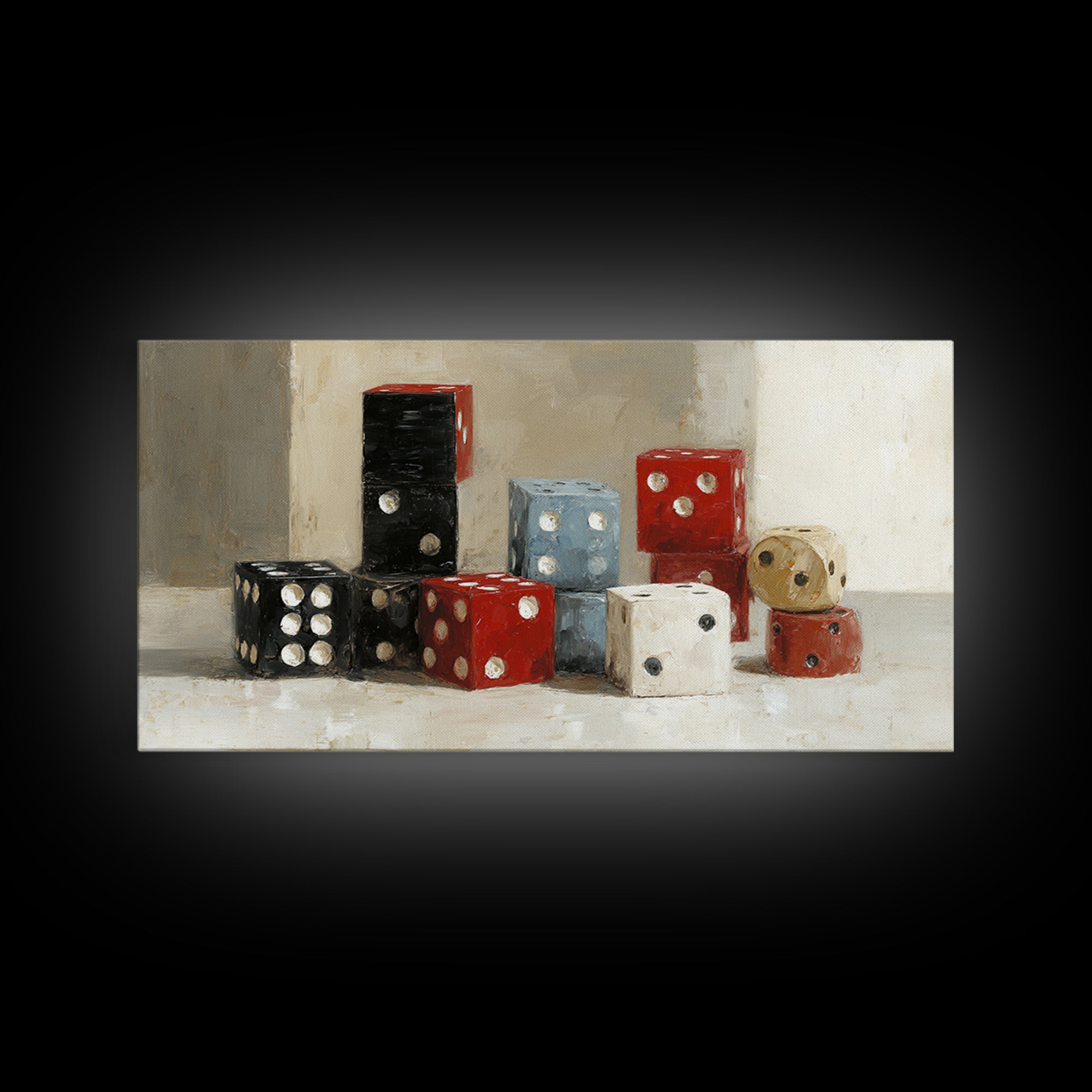 Playing Cards and Dice Canvas Print, Game Room Art, Canvas Print, Game Room Decor, Oil Painting, Play, Man Cave Decor, GRA-2x1-47