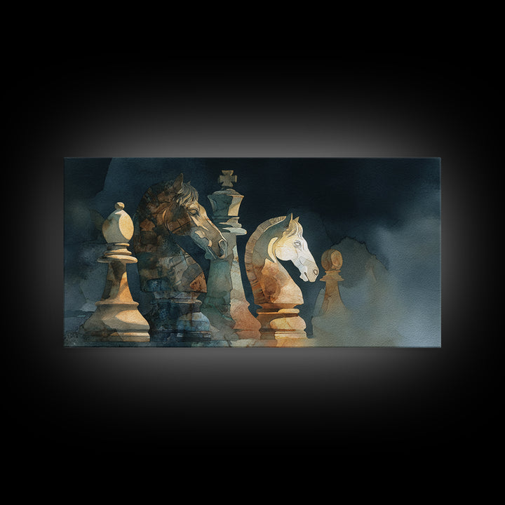Chess Knight Piece Canvas Print, Game Room Art, Canvas Art, Game Room Decor, Fine Art, Play, Living Room Art, Playroom Art, GRA-2x1-49