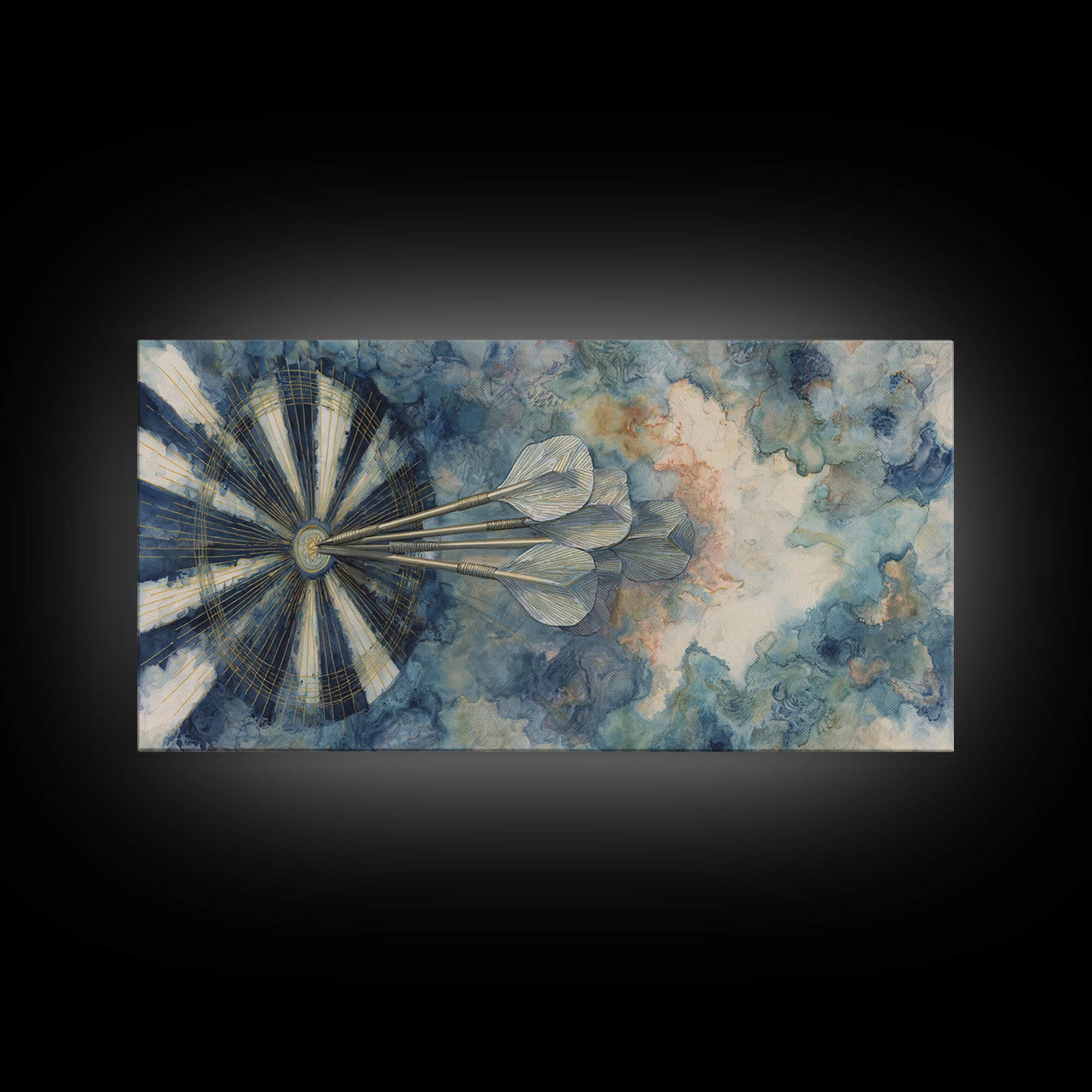 Dartboard Bullseye with Dynamic Motion Canvas Print, Game Room Art, Classroom Decor, Game Room Decor, Fine Art, Play, GRA-2x1-52