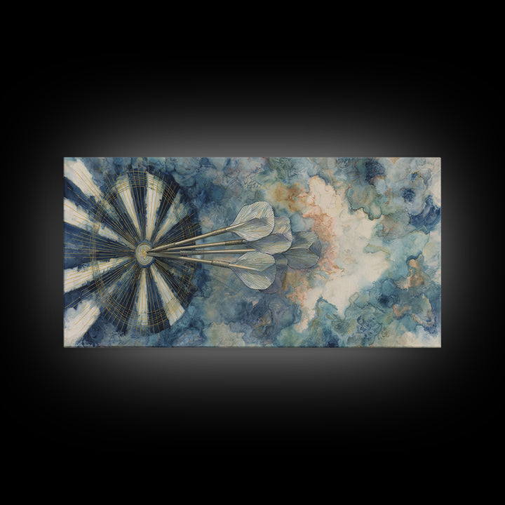 Dartboard Bullseye with Dynamic Motion Canvas Print, Game Room Art, Classroom Decor, Game Room Decor, Fine Art, Play, GRA-2x1-52