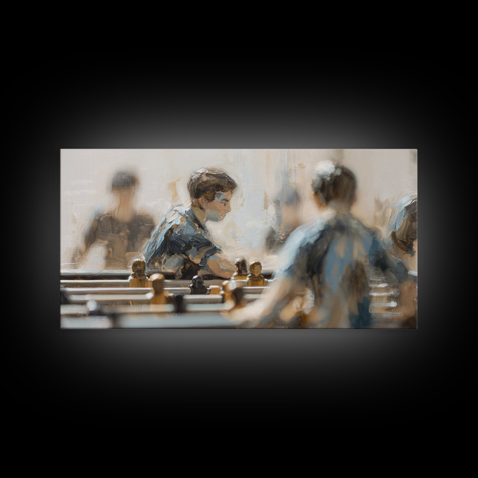 Foosball Player Figures Canvas Print, Game Room Art, Black Art, Game Room Decor, Oil Painting, Play, Playroom Art, Pop Art, GRA-2x1-53