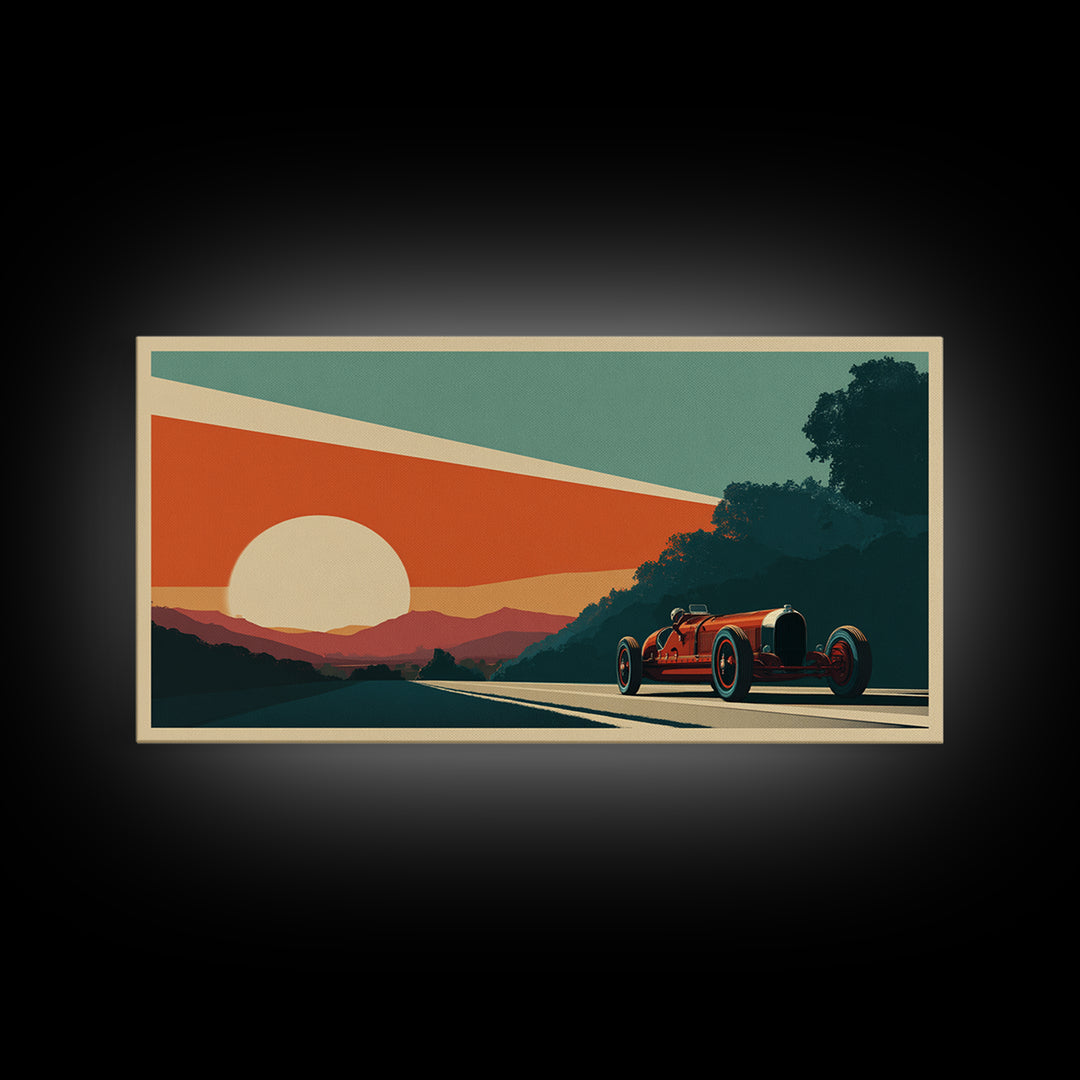 Retro Racing Car Game Poster Without Text Framed Canvas Print, Game Room Art, Original Art, Game Room Decor, Fine Art, Play, GRA-2x1-56