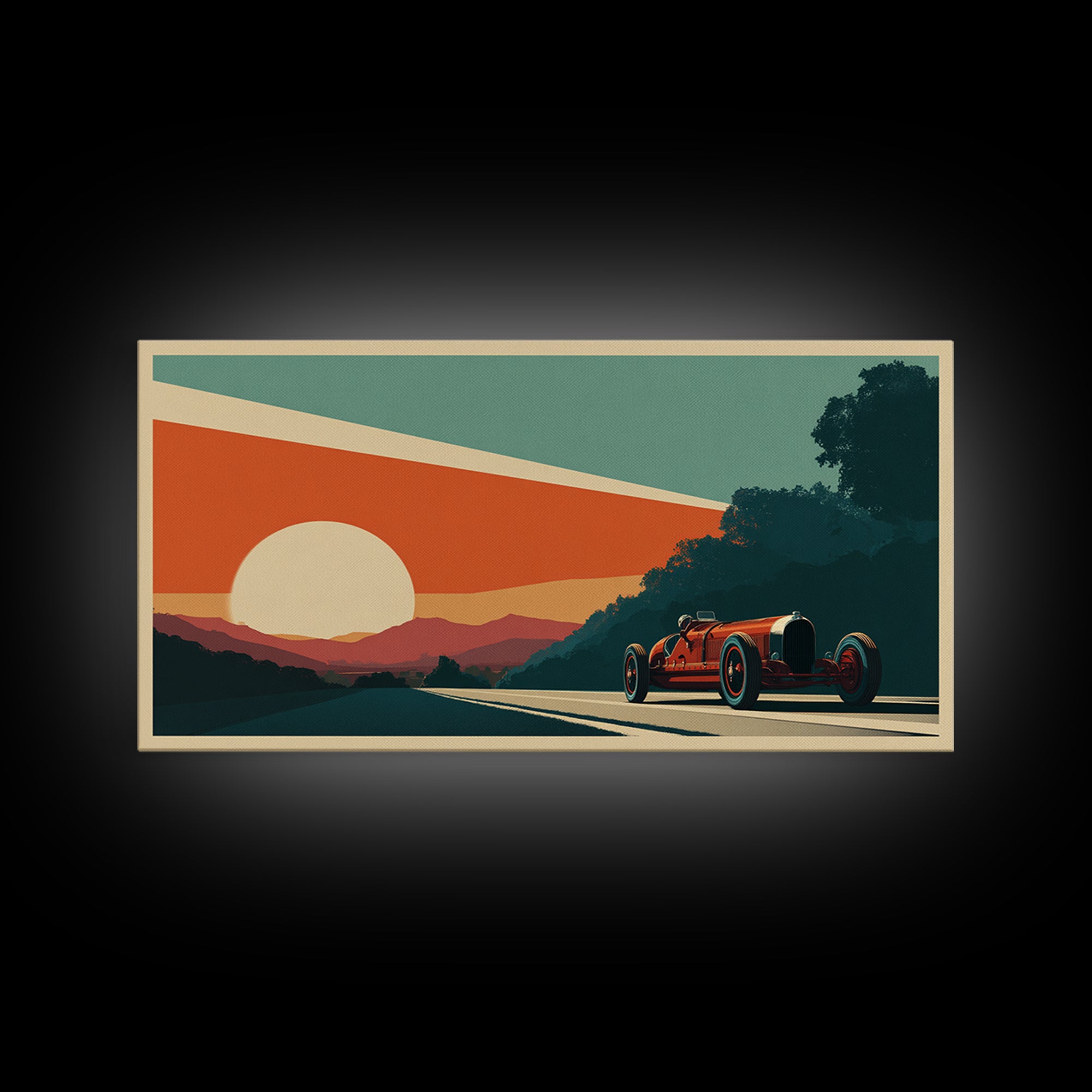 Retro Racing Car Game Poster Without Text Framed Canvas Print, Game Room Art, Original Art, Game Room Decor, Fine Art, Play, GRA-2x1-56