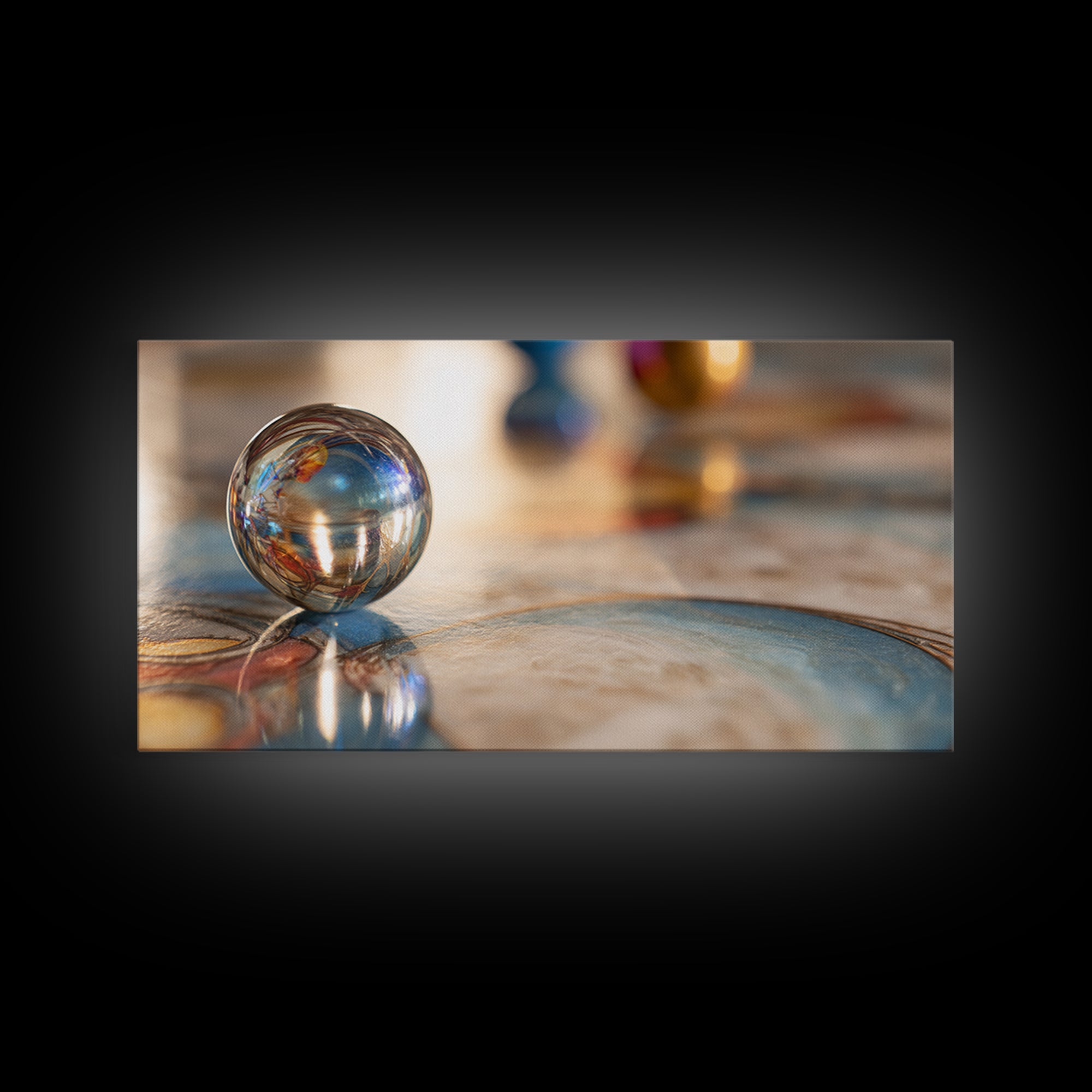 Pinball Silver Ball Framed Canvas Print, Game Room Art, Original Art, Game Room Decor, Abstract Art, Play, Trendy Wall Art, GRA-2x1-65