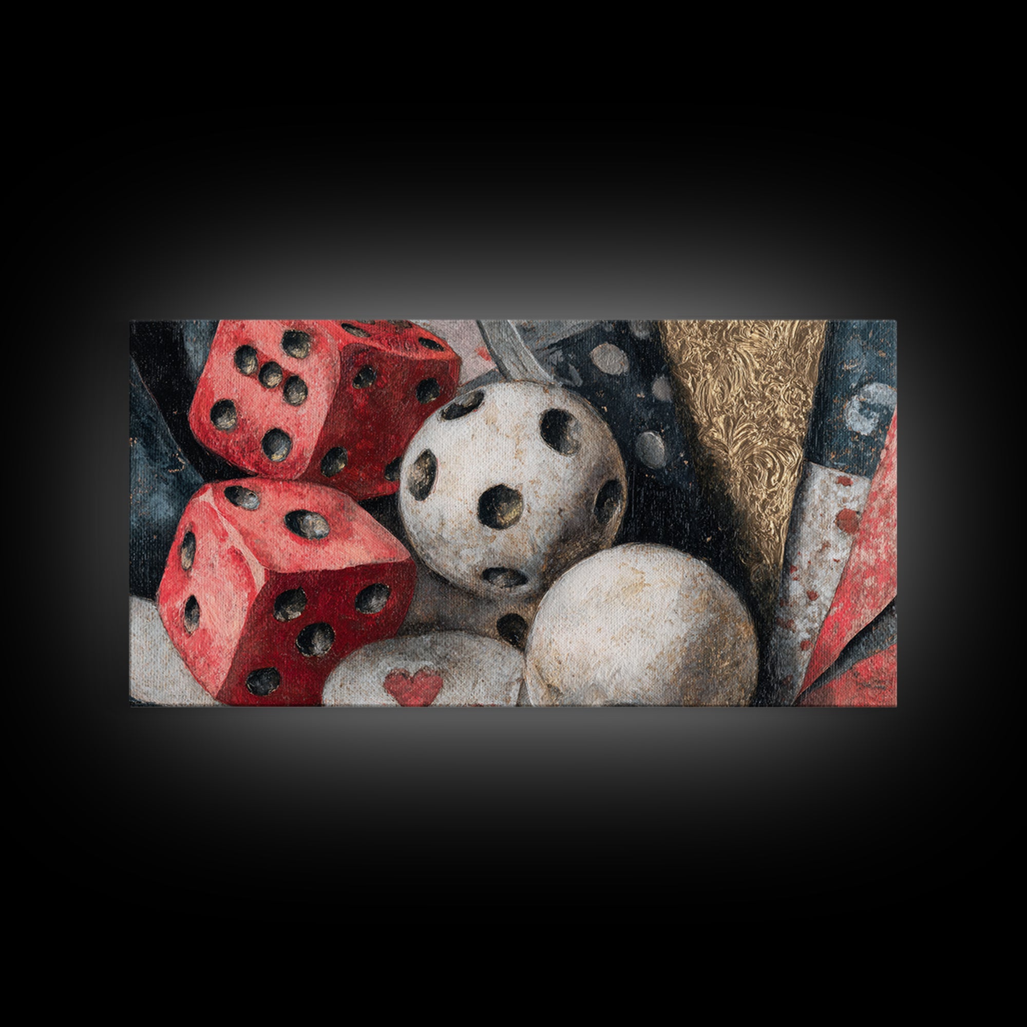 Playing Cards and Dice Canvas Print, Game Room Art, Unique Home Decor, Game Room Decor, Abstract Art, Play, Boho Decor, GRA-2x1-71