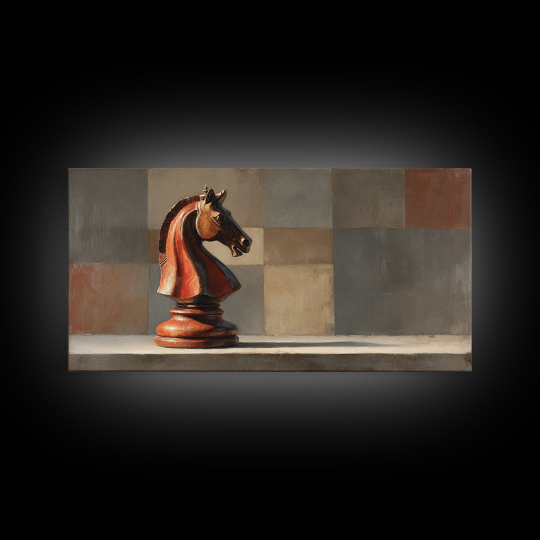 Chess Knight Piece Canvas Print, Game Room Art, Canvas Art, Game Room Decor, Fine Art, Play, Living Room Art, Playroom Art, GRA-2x1-73