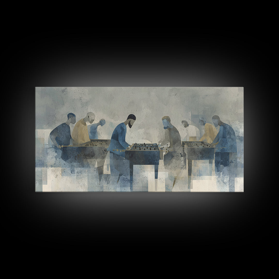 Foosball Player Figures Canvas Print, Game Room Art, Black Art, Game Room Decor, Oil Painting, Play, Playroom Art, Pop Art, GRA-2x1-77