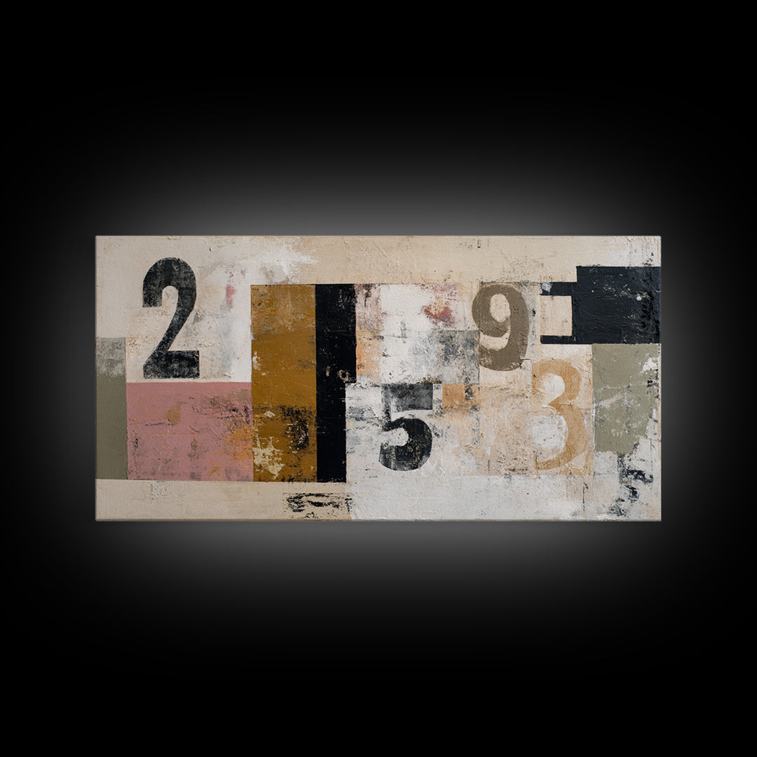 Scoreboard Numbers as Abstract Design Framed Canvas Print, Game Room Art, Wall Art Set, Game Room Decor, Fine Art, Play, GRA-2x1-92