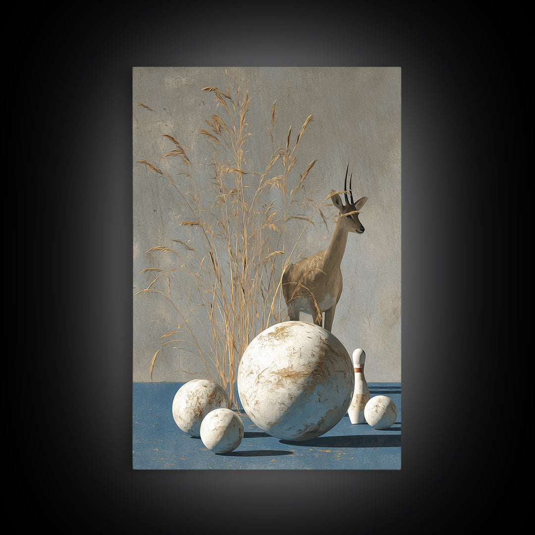 Bowling Ball and Pins Framed Canvas Print, Game Room Art, Textured Painting, Game Room Decor, Fine Art, Play, New Home Gift, GRA-2x3-46