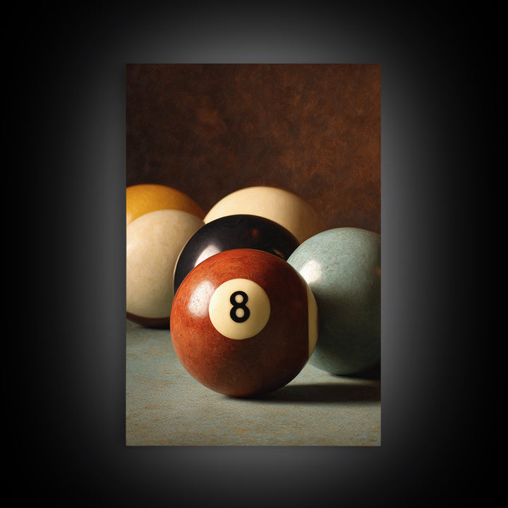 Billiards Eight Ball Canvas Print, Game Room Art, Original Art, Game Room Decor, Play, Trendy Wall Art, Masculine Wall Art, GRA-2x3-58