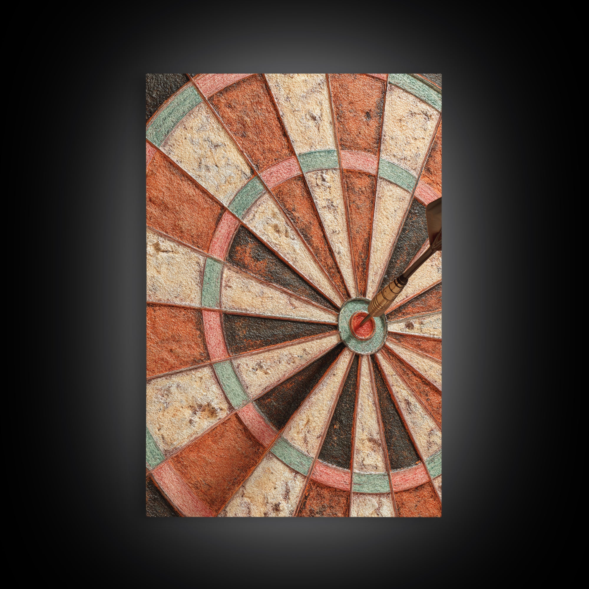 Dartboard Bullseye with Dynamic Motion Framed Canvas Print, Game Room Art, Room Decor, Game Room Decor, Fine Art, Play, GRA-2x3-64