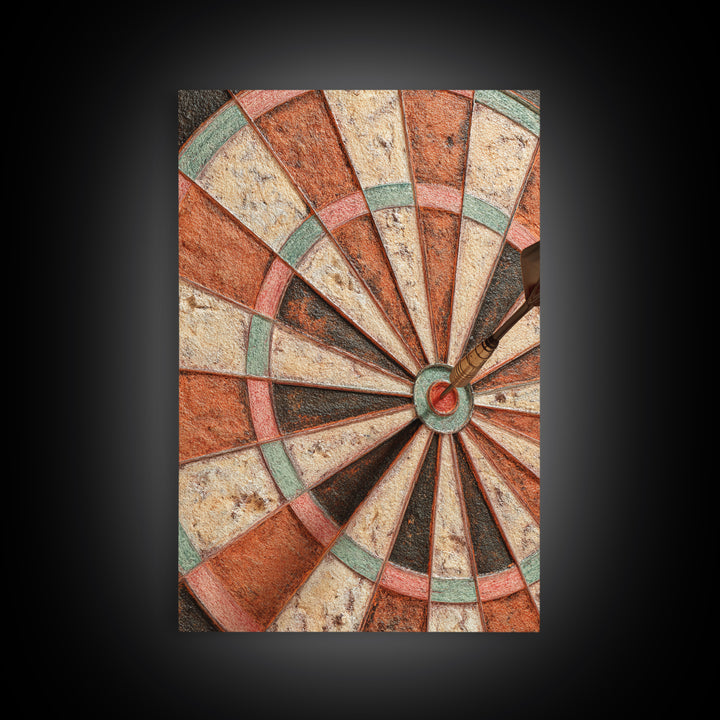 Dartboard Bullseye with Dynamic Motion Framed Canvas Print, Game Room Art, Room Decor, Game Room Decor, Fine Art, Play, GRA-2x3-64