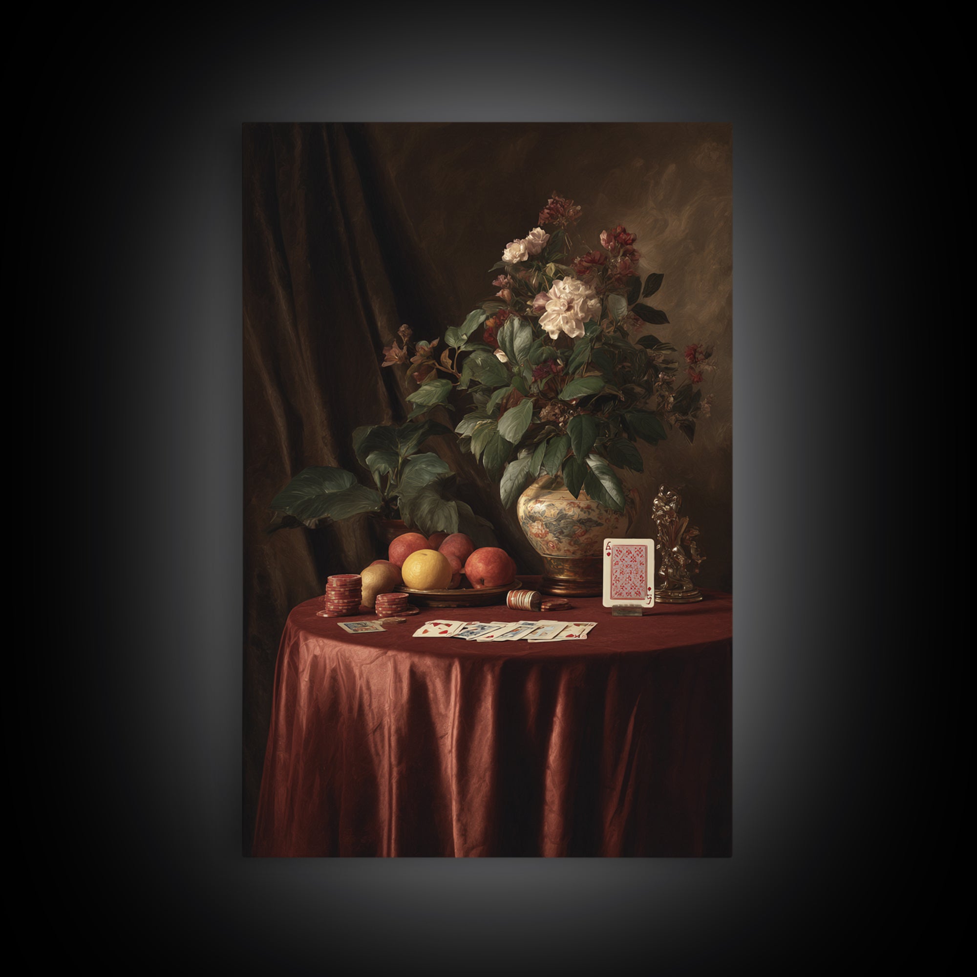 Blackjack Table Still Life Without Words Framed Canvas Print, Game Room Art, African American Art, Game Room Decor, Play, GRA-2x3-76
