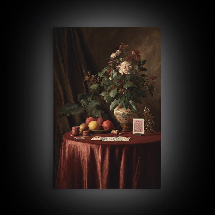 Blackjack Table Still Life Without Words Framed Canvas Print, Game Room Art, African American Art, Game Room Decor, Play, GRA-2x3-76