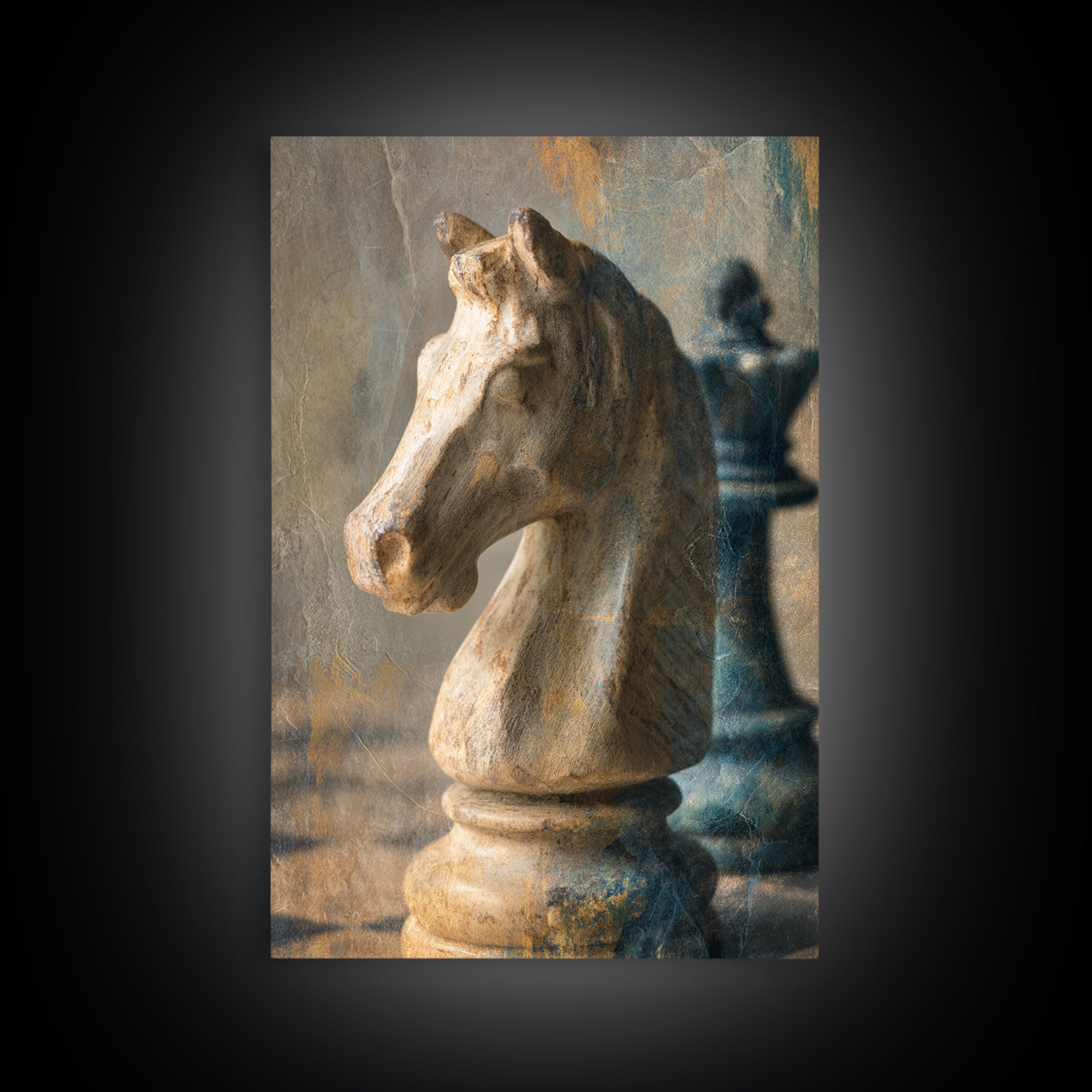 Chess Knight Piece Framed Canvas Print, Game Room Art, Gamer Gifts, Game Room Decor, Fine Art, Play, Original Artwork, GRA-2x3-85