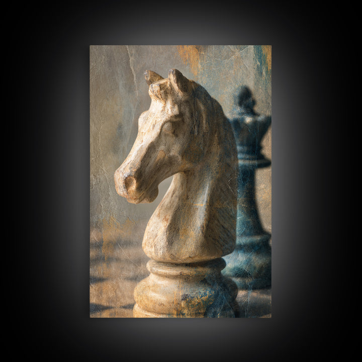 Chess Knight Piece Framed Canvas Print, Game Room Art, Gamer Gifts, Game Room Decor, Fine Art, Play, Original Artwork, GRA-2x3-85