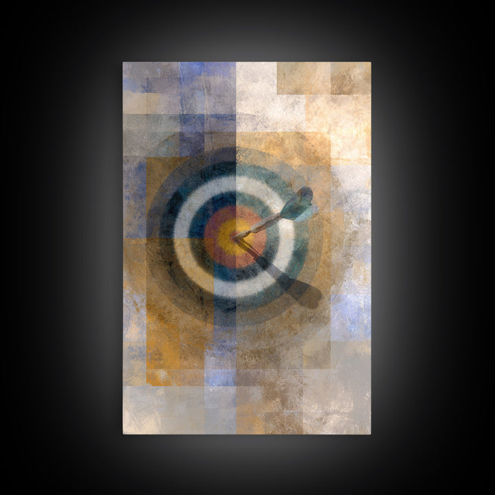 Dartboard Bullseye with Dynamic Motion Framed Canvas Print, Game Room Art, Canvas Art, Game Room Decor, Fine Art, Play, GRA-2x3-88