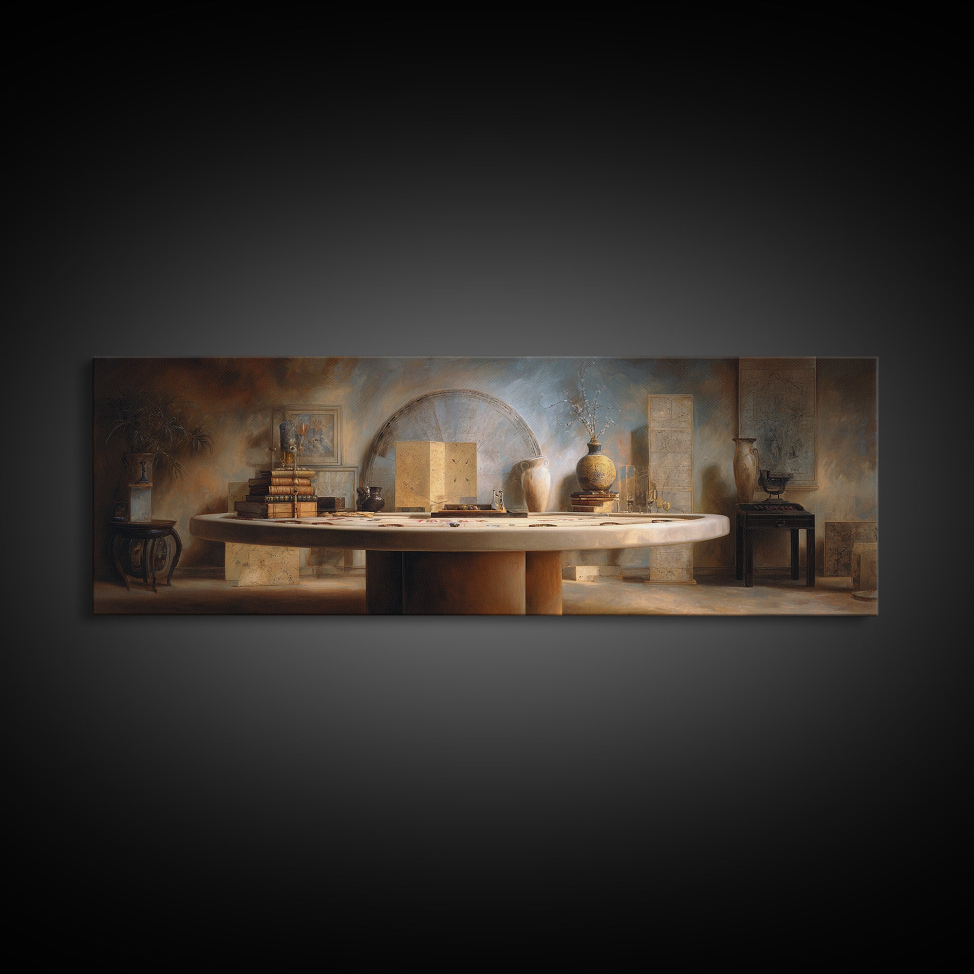 Blackjack Table Still Life Without Words Framed Canvas Print, Game Room Art, Man Cave Decor, Game Room Decor, Fine Art, Play, GRA-3x1-12