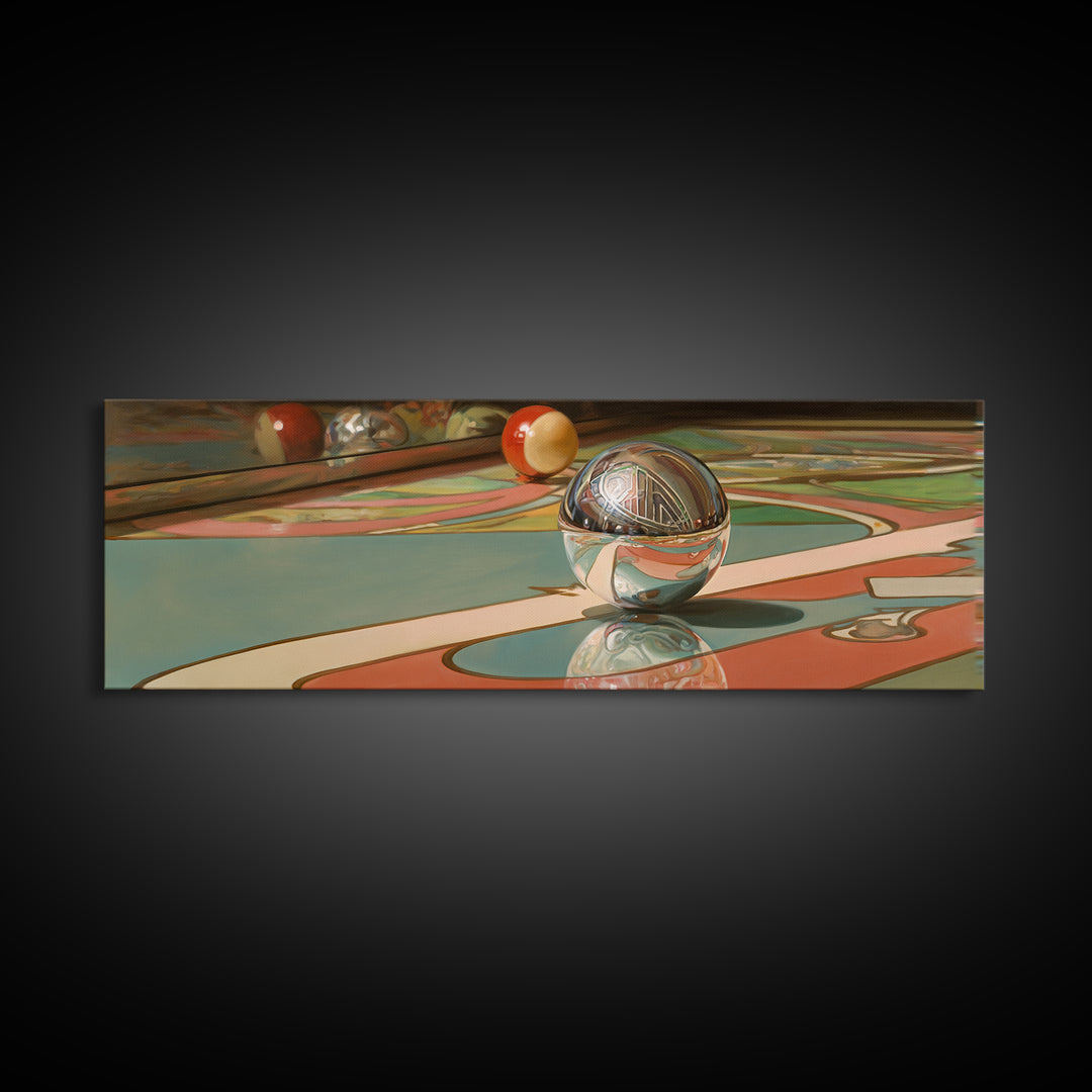 Pinball Silver Ball Canvas Print, Game Room Art, Modern Wall Art, Game Room Decor, Fine Art, Play, Unique Home Decor, GRA-3x1-13