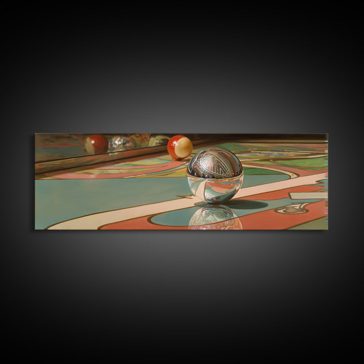 Pinball Silver Ball Canvas Print, Game Room Art, Modern Wall Art, Game Room Decor, Fine Art, Play, Unique Home Decor, GRA-3x1-13