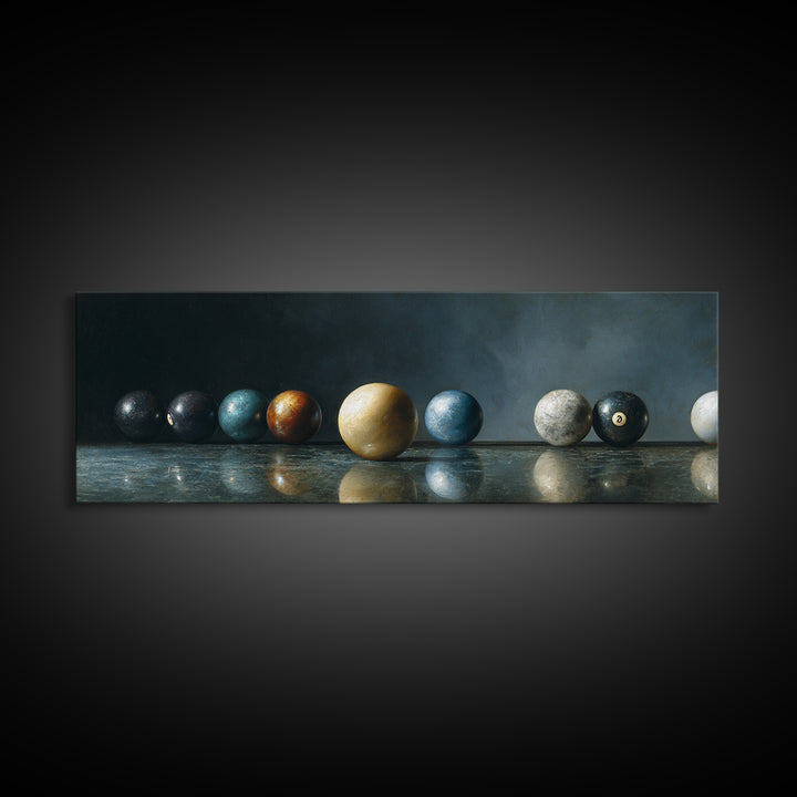 Billiards Eight Ball Framed Canvas Print, Game Room Art, New Home Gift, Game Room Decor, Play, Pop Art, Playroom Wall Decor, GRA-3x1-18
