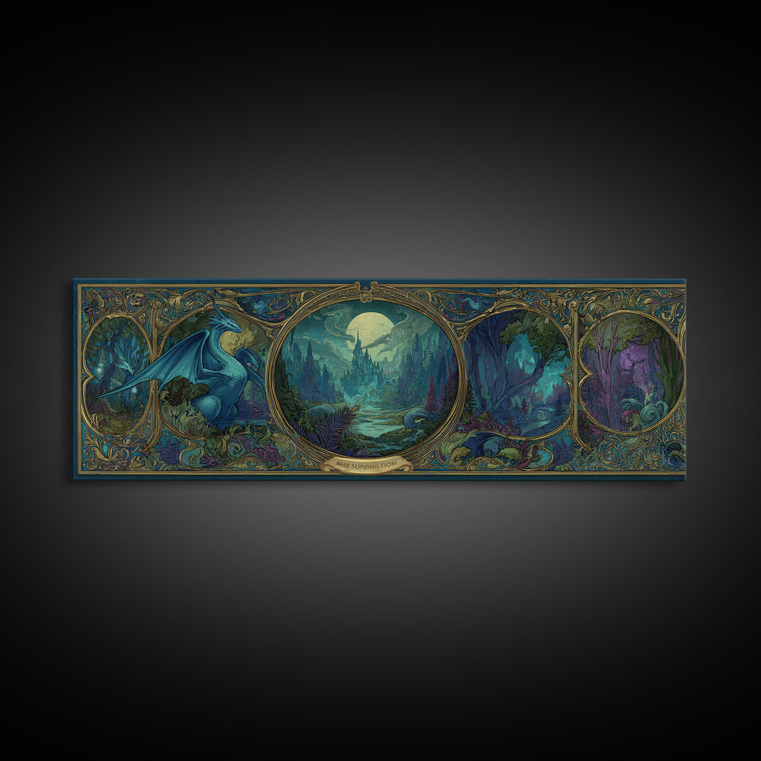 Fantasy Board Game Dragon Token Scene Canvas Print, Game Room Art, Gallery Decor, Game Room Decor, Fine Art, Play, GRA-3x1-3