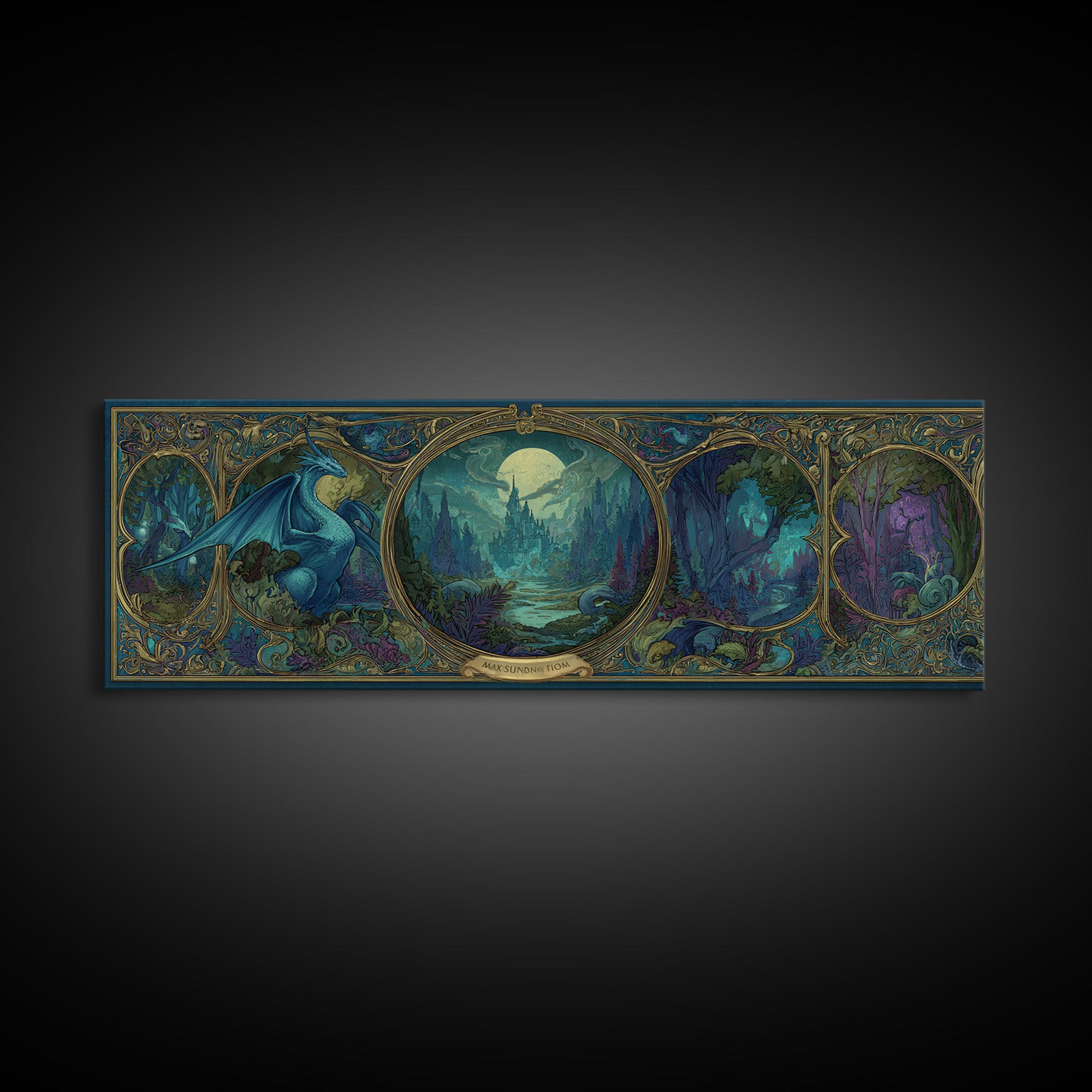Fantasy Board Game Dragon Token Scene Canvas Print, Game Room Art, Gallery Decor, Game Room Decor, Fine Art, Play, GRA-3x1-3