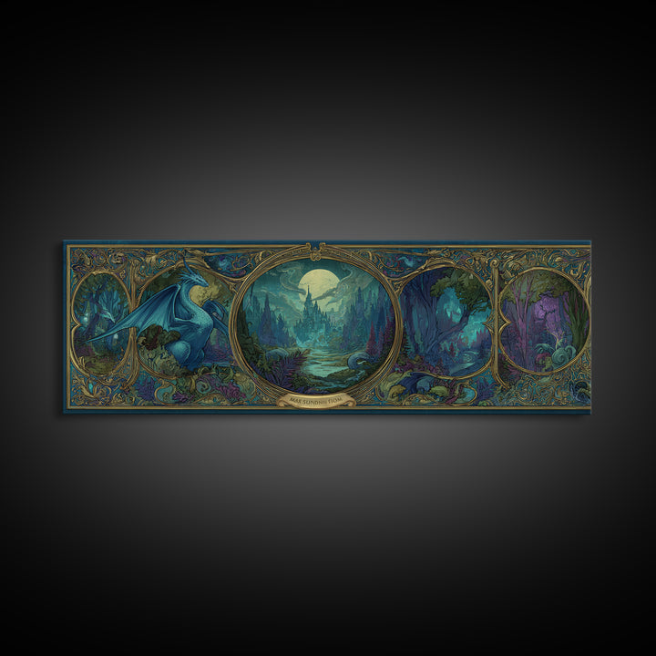 Fantasy Board Game Dragon Token Scene Canvas Print, Game Room Art, Gallery Decor, Game Room Decor, Fine Art, Play, GRA-3x1-3