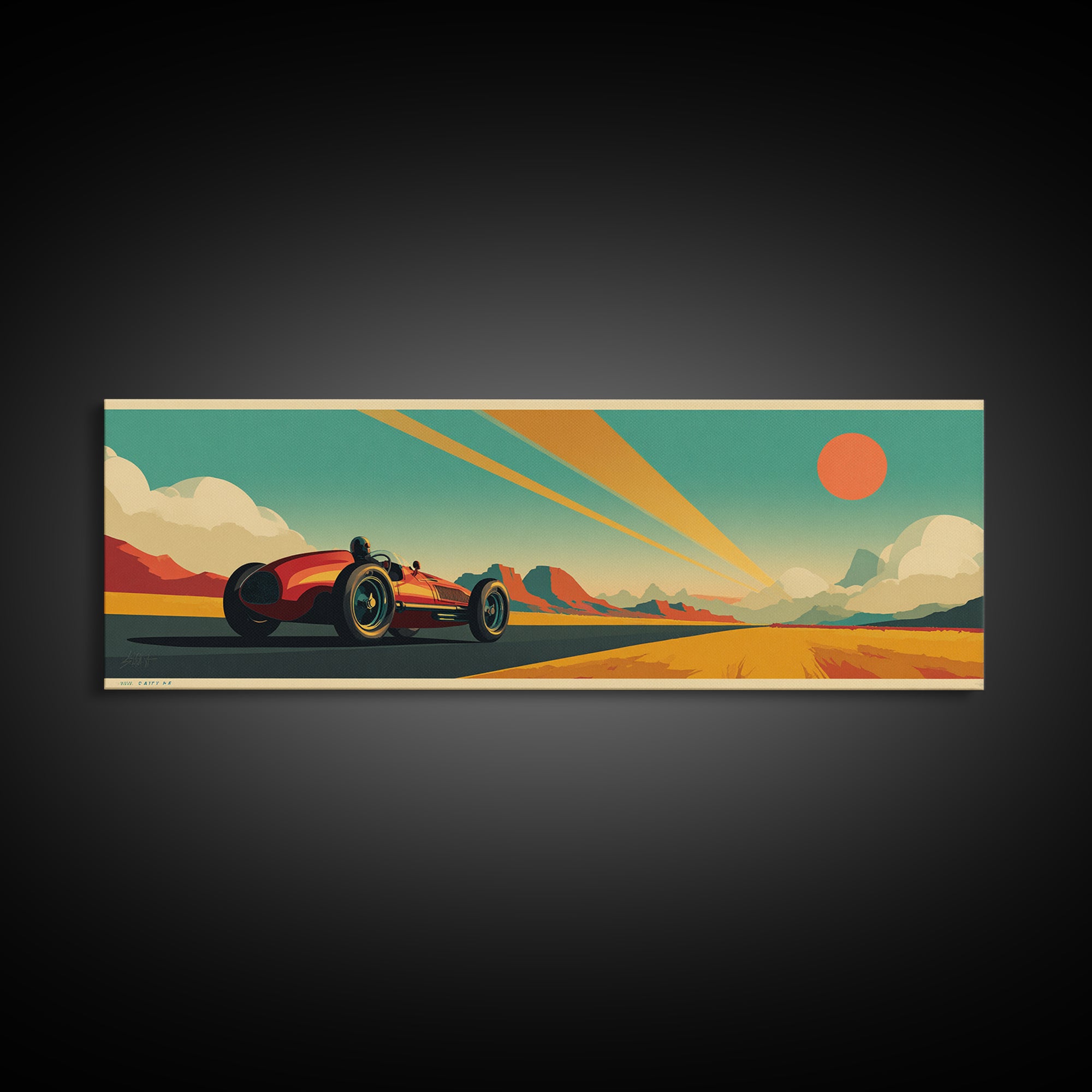 Retro Racing Car Game Poster Without Text Canvas Print, Game Room Art, Playroom Wall Decor, Game Room Decor, Fine Art, Play, GRA-3x1-4