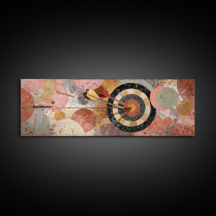 Dartboard Bullseye with Dynamic Motion Canvas Print, Game Room Art, Art Print, Game Room Decor, Fine Art, Play, Canvas Art, GRA-3x1-48