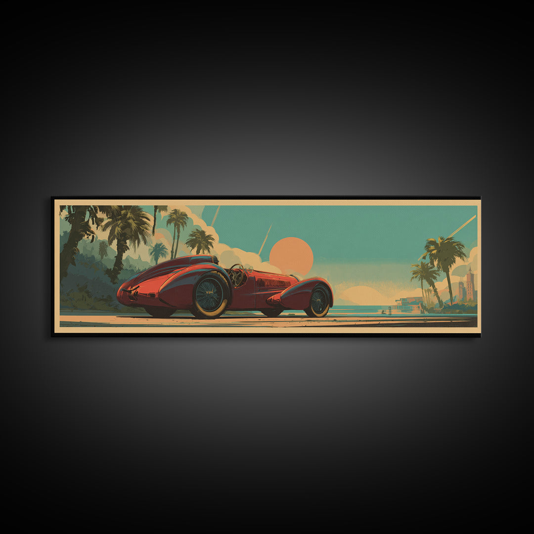 Retro Racing Car Game Poster Without Text Framed Canvas Print, Game Room Art, Room Decor, Game Room Decor, Fine Art, Play, GRA-3x1-52